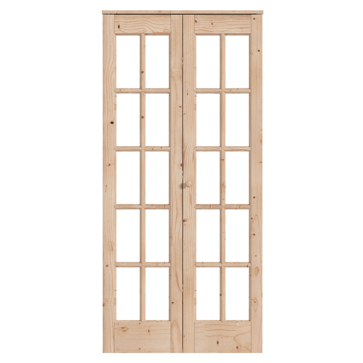 Fredbeck  28-in x 80-in 10-panel Clear Glass Textured Solid Core Unfinished Spruce Wood French Closet Bifold Door ( Hardware Included )