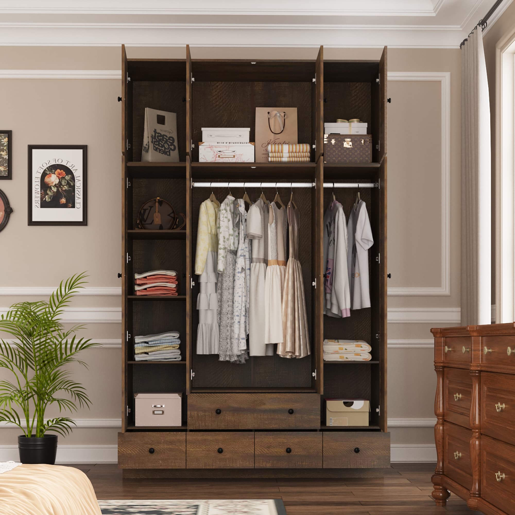 FUFU&GAGA KF260068-03+04+119 Modern Wardrobe Brown Armoire