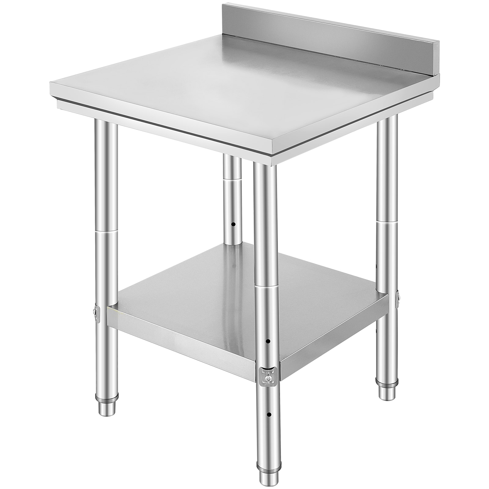 VEVOR SC60X60X88CF02815V0 24 x 24 x 35 Inch Stainless Steel Work Table  Commercial Food Prep Worktable Heavy Duty Prep Worktable  Metal Work Table with Adjustable Height for Restaurant  Home and Hotel