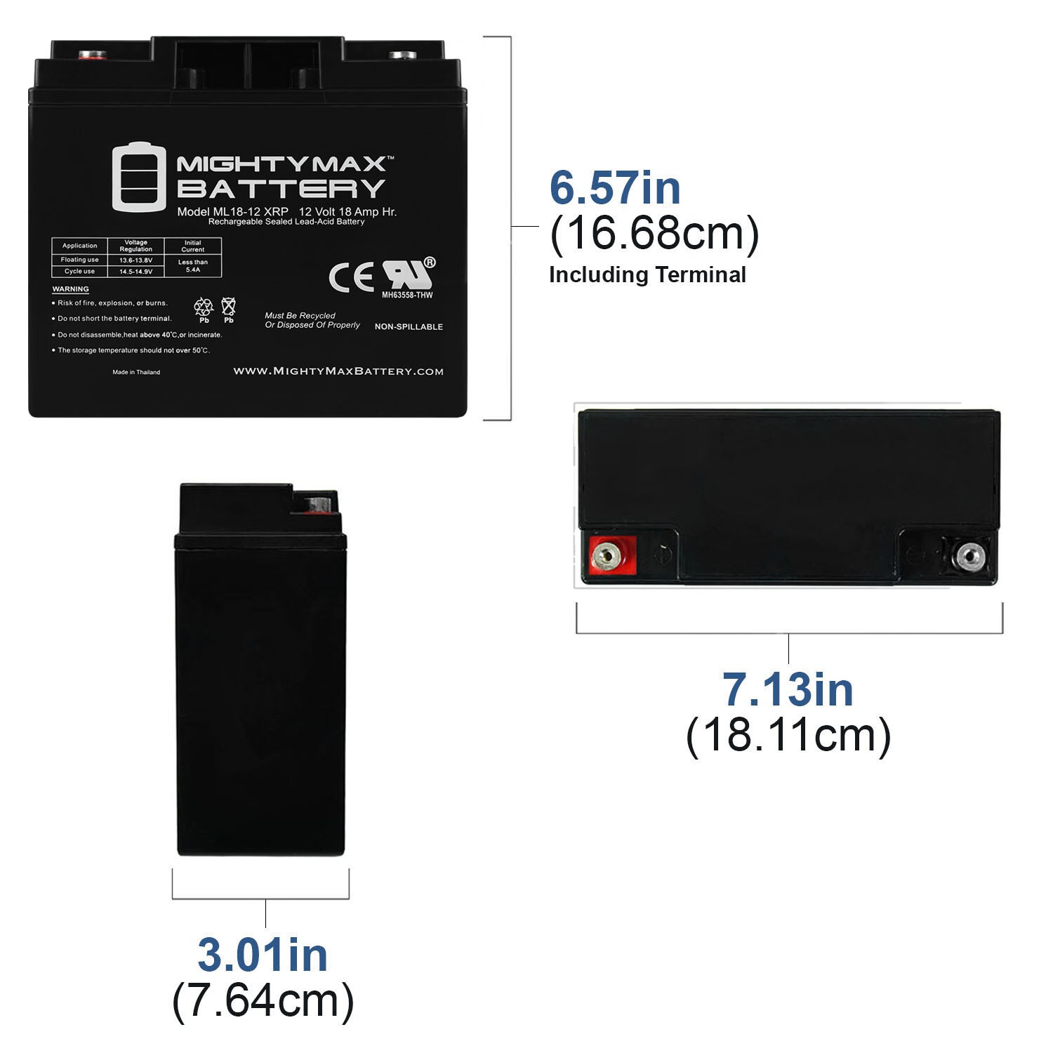Mighty Max Battery ML18-12XRP6 Device-Replacement-Batteries - View #3