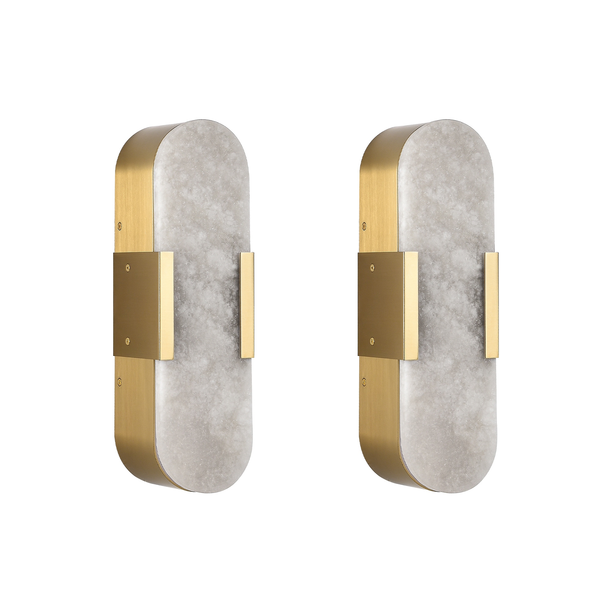 BABOOM Set of 2 Marble Wall Lighting 4-in W 1 -Light Brushed Gold Hardwired Dry LED Wall Sconce