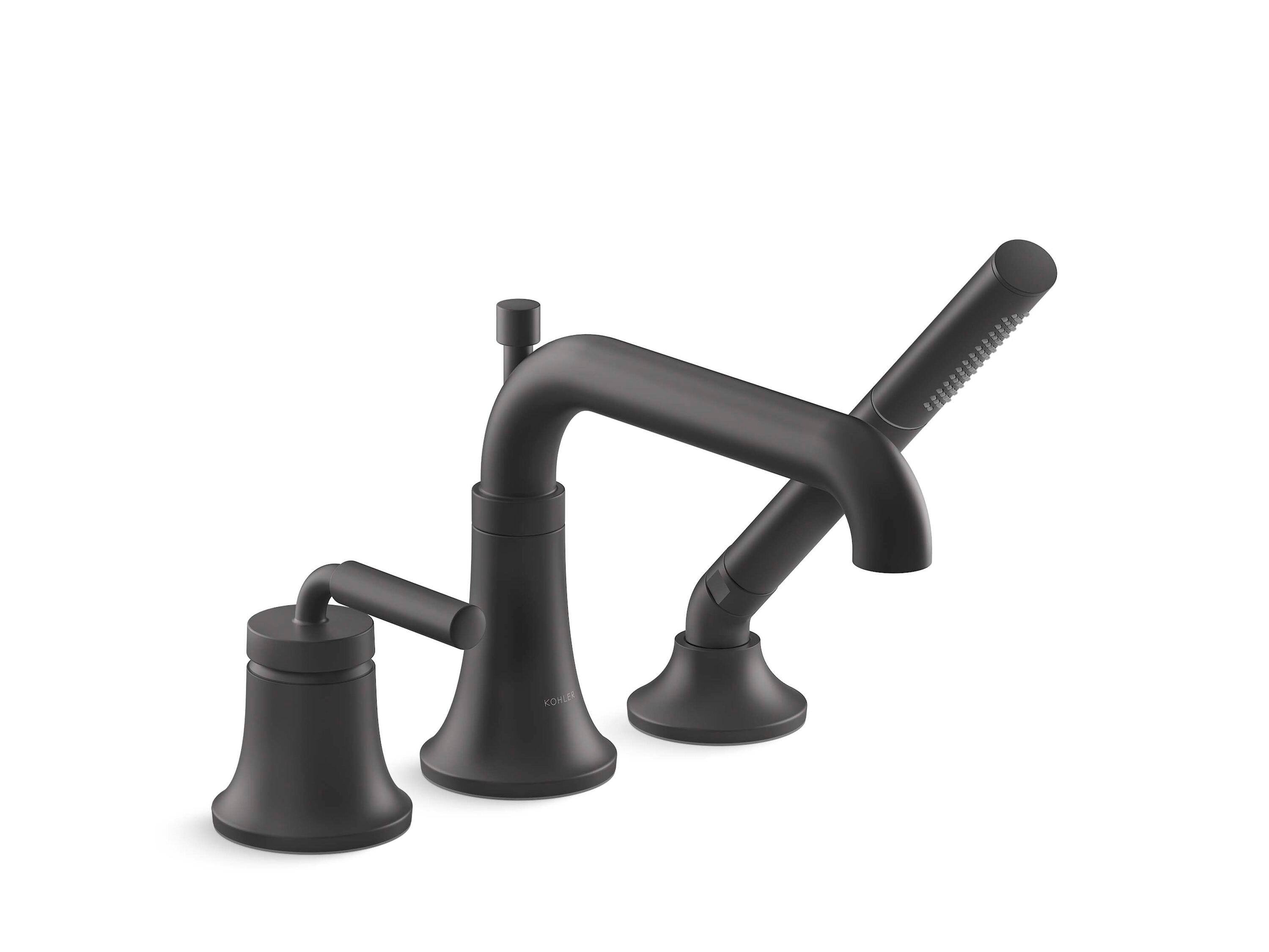 KOHLER - Tone Matte Black 1-handle Deck-mount Roman Low-arc Bathtub Faucet with Hand Shower