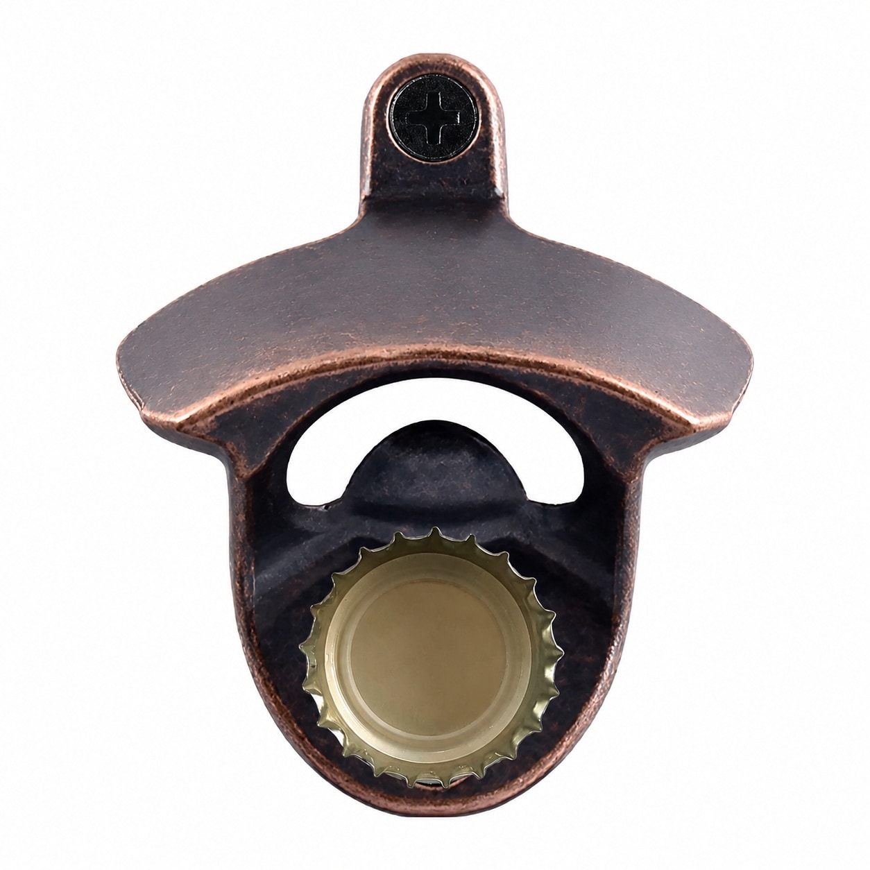 Aoibox  Antique Copper Magnetic Wall Mount Bottle Opener with Cap Catch Zinc Alloy Retro Style Single