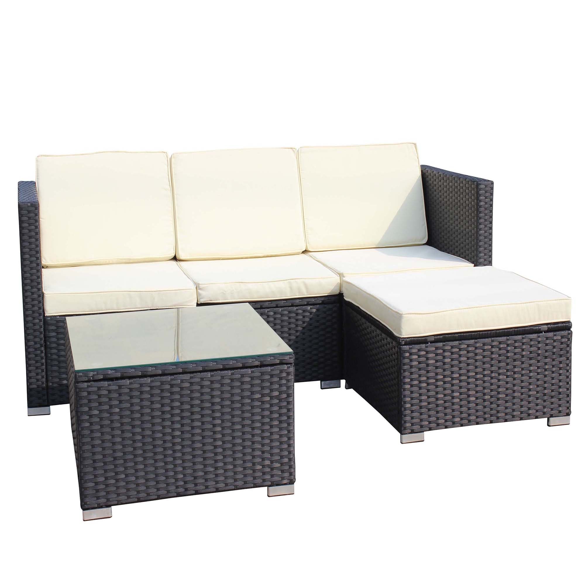 SINOFURN SYB260046GY Wicker Patio Conversation Set with Gray Cushions
