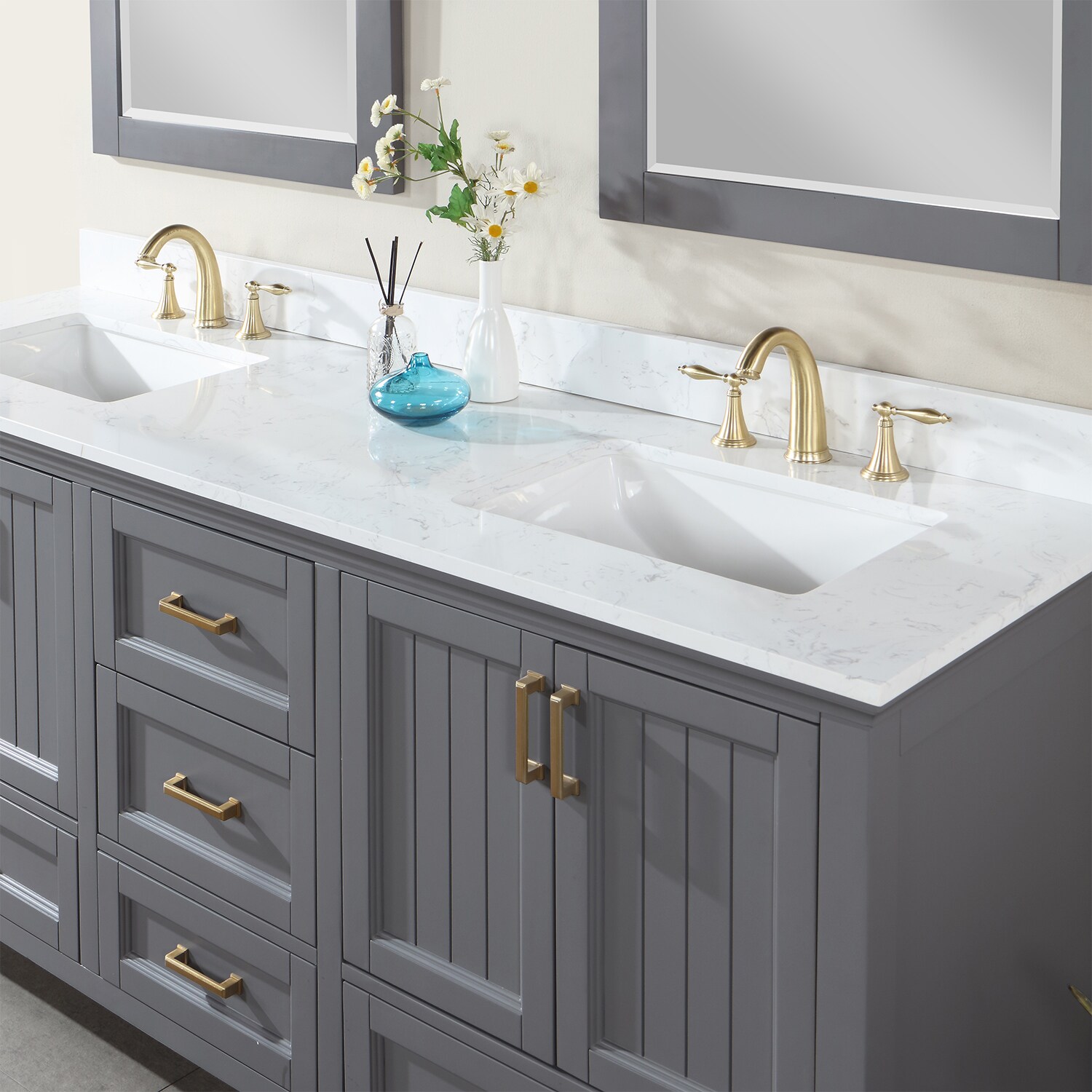 Altair Isla 72-in Gray Undermount Double Sink Bathroom Vanity with ...
