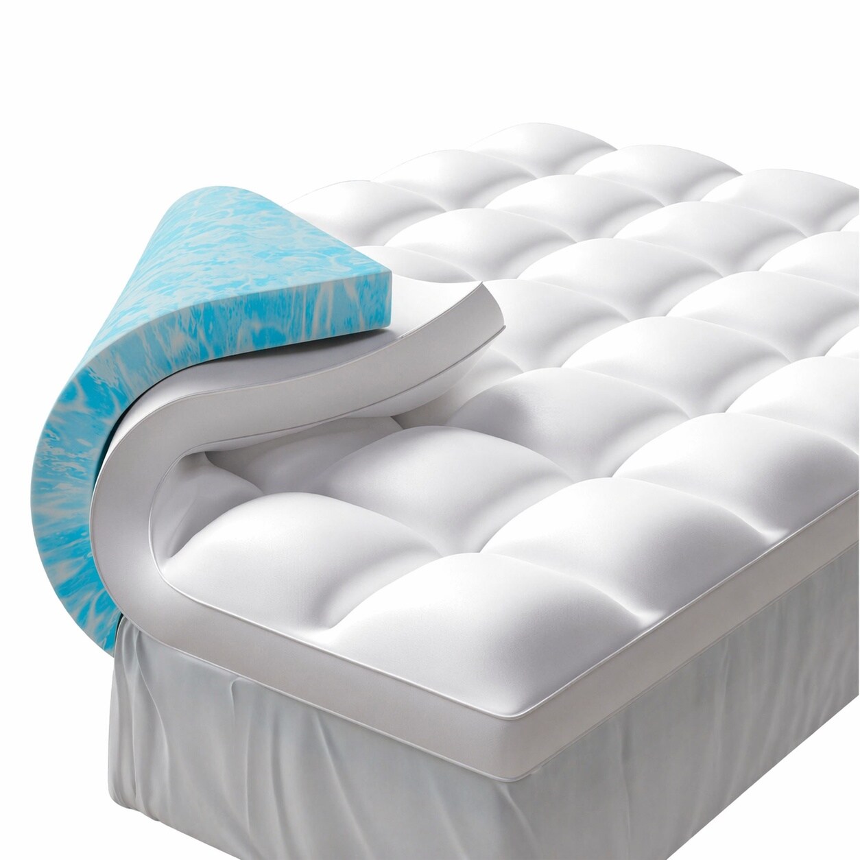 Etokfoks  4 in Queen White Memory Foam Mattress Topper with Pillow Top and Washable Cover for Sleep Comfort