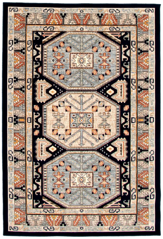 ECARPETGALLERY 332238 Qashqai 7 x 10 (ft) Loomed Polypropylene Copper, cream, navy, light blue Rectangular Indoor Medallion Oriental Area rug