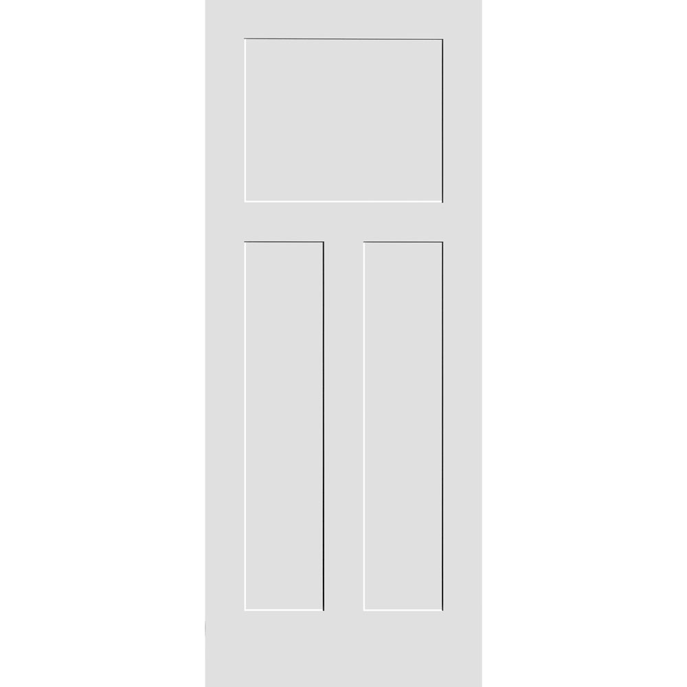 CODEL Doors Shaker Interior Doors 34-in x 80-in White 3-panel craftsman Smooth Solid core Primed Pine Wood Slab Door #2168PRI8403