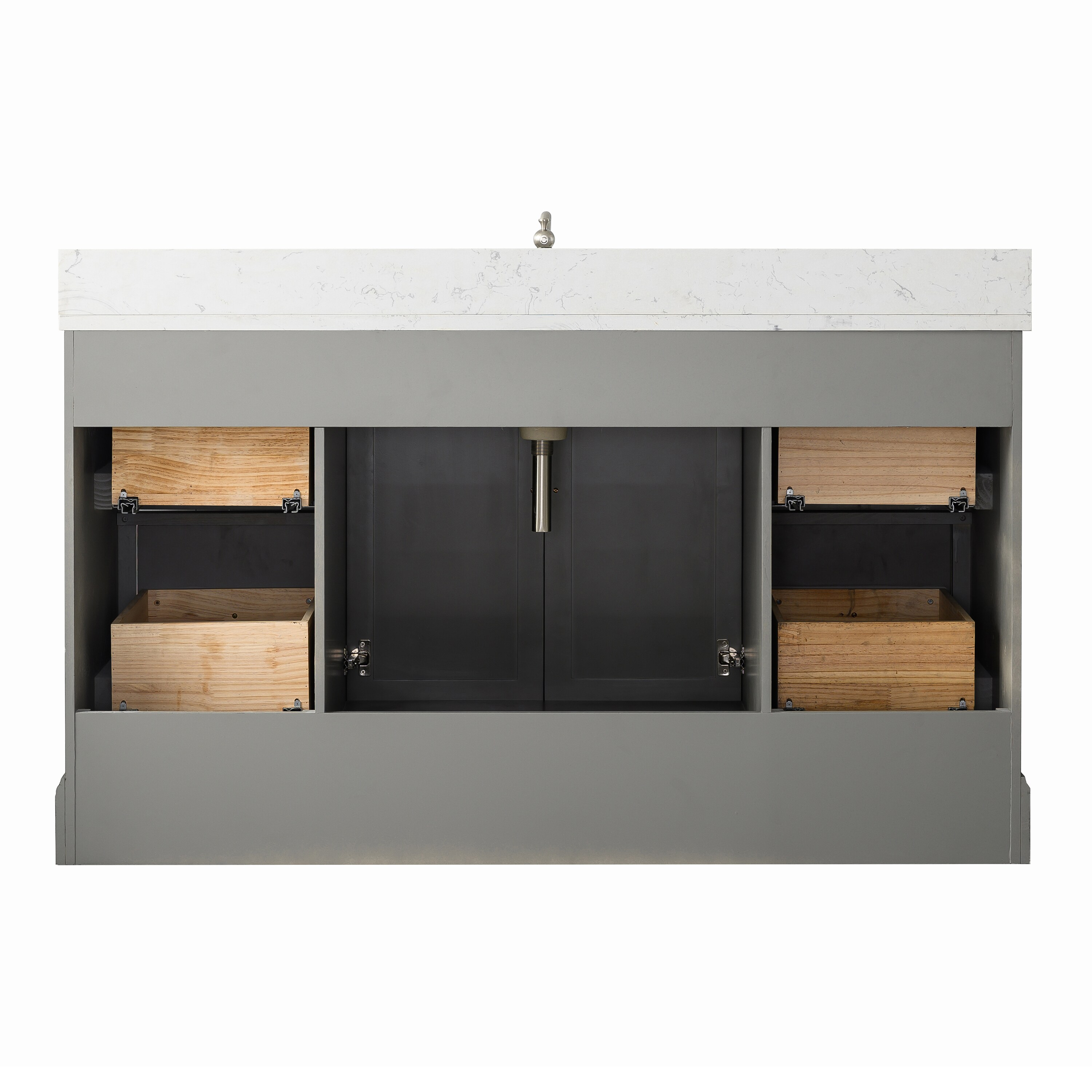 Silver Grey 60" Double Sink Bathroom Vanity with Quartz Top