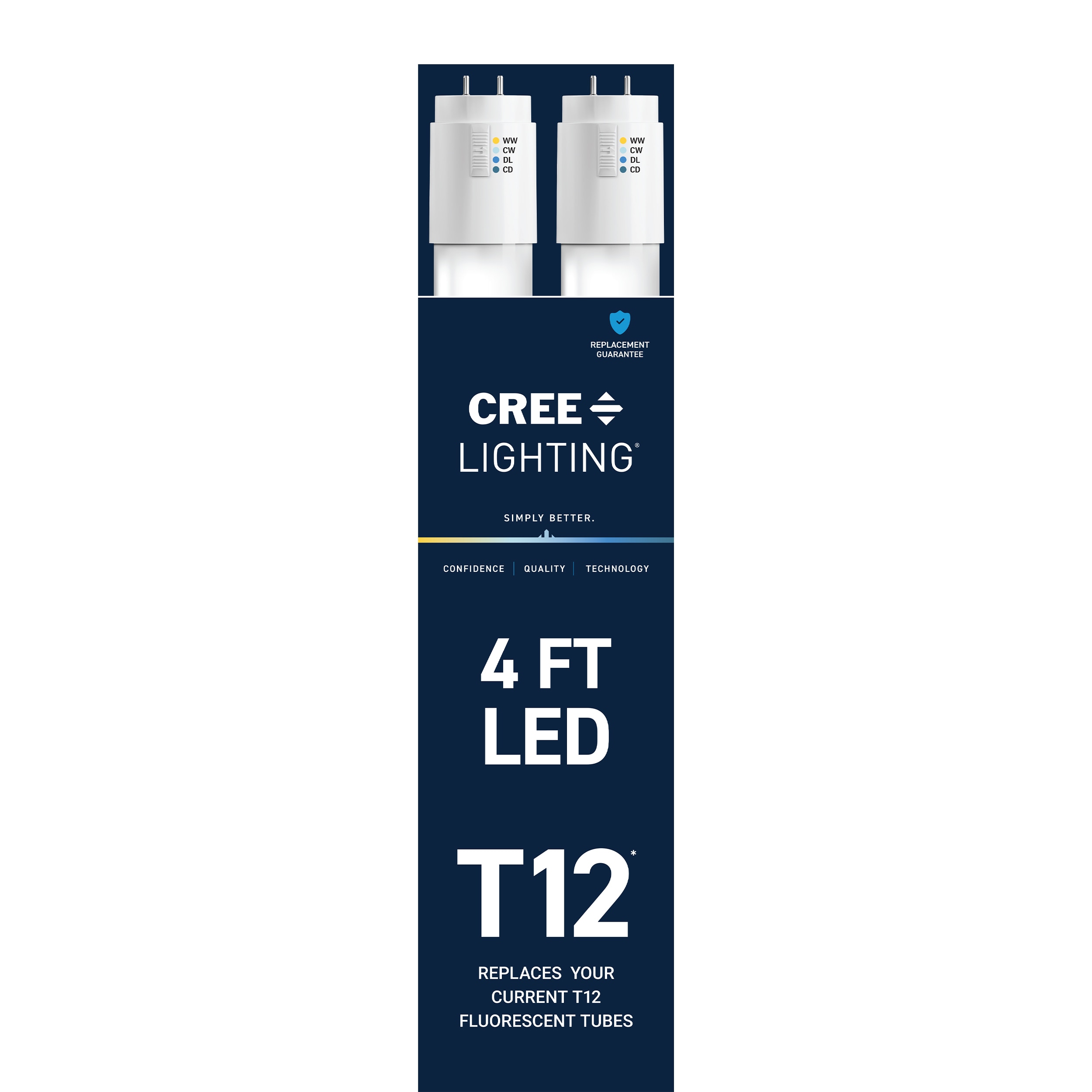Cree Lighting 40 -Watt EQ T12 Switchable white Medium bi-pin base G13 LED Tube Light Bulb 2 -Pack