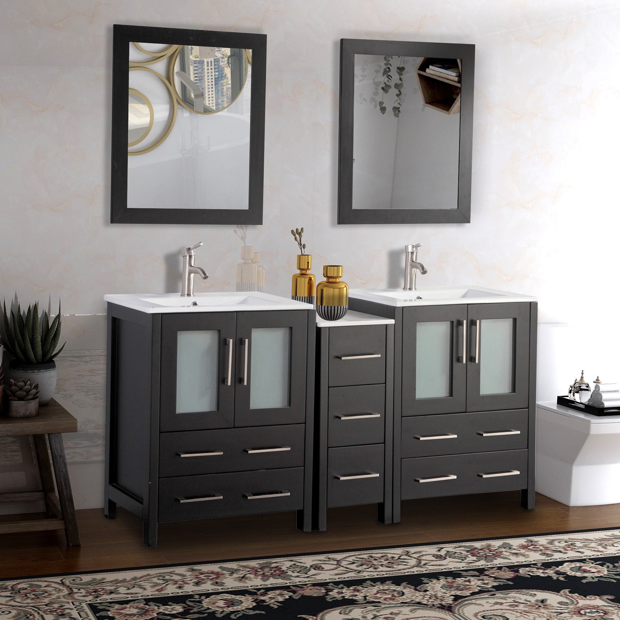 Vanity Art Brescia 60-in Espresso Undermount Double Sink Bathroom ...
