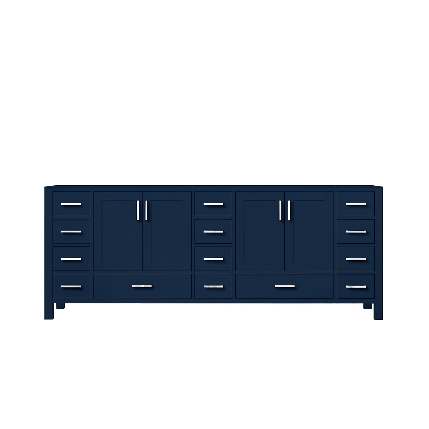 LIVACA - 84 inch W x 22 inch D Navy Blue Wood Double Bathroom Vanity with Soft Close Doors and Am...