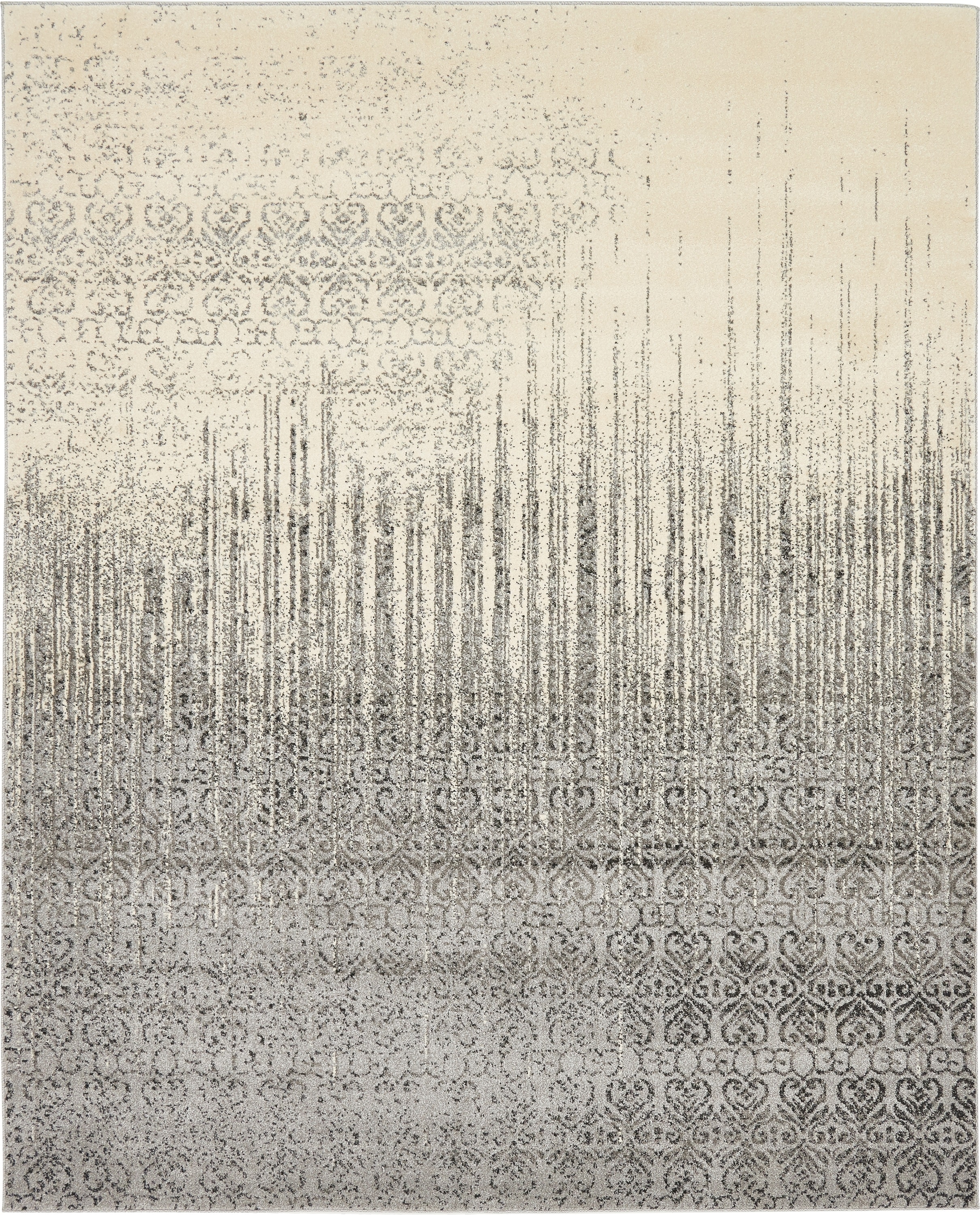 Unique Loom 3133388 Jennifer Del Mar 8 x 10 (ft) Loomed Polypropylene Gray/Ivory Rectangular Indoor Stripe Industrial Area rug