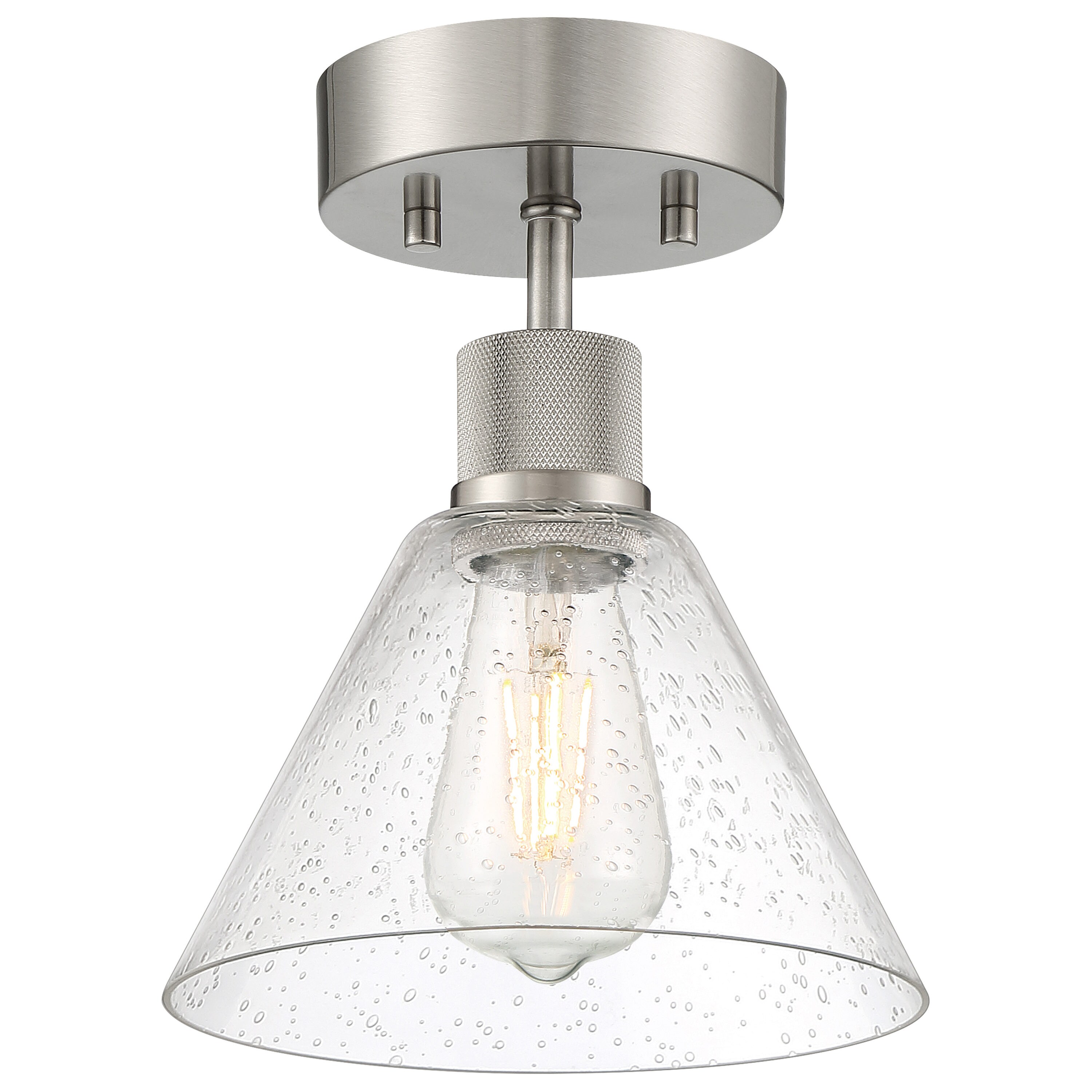 Access Lighting 63146LEDDLP-BS/SDG Port Nine 1-Light Brushed Steel Indoor/Outdoor Semi-Flush mount light