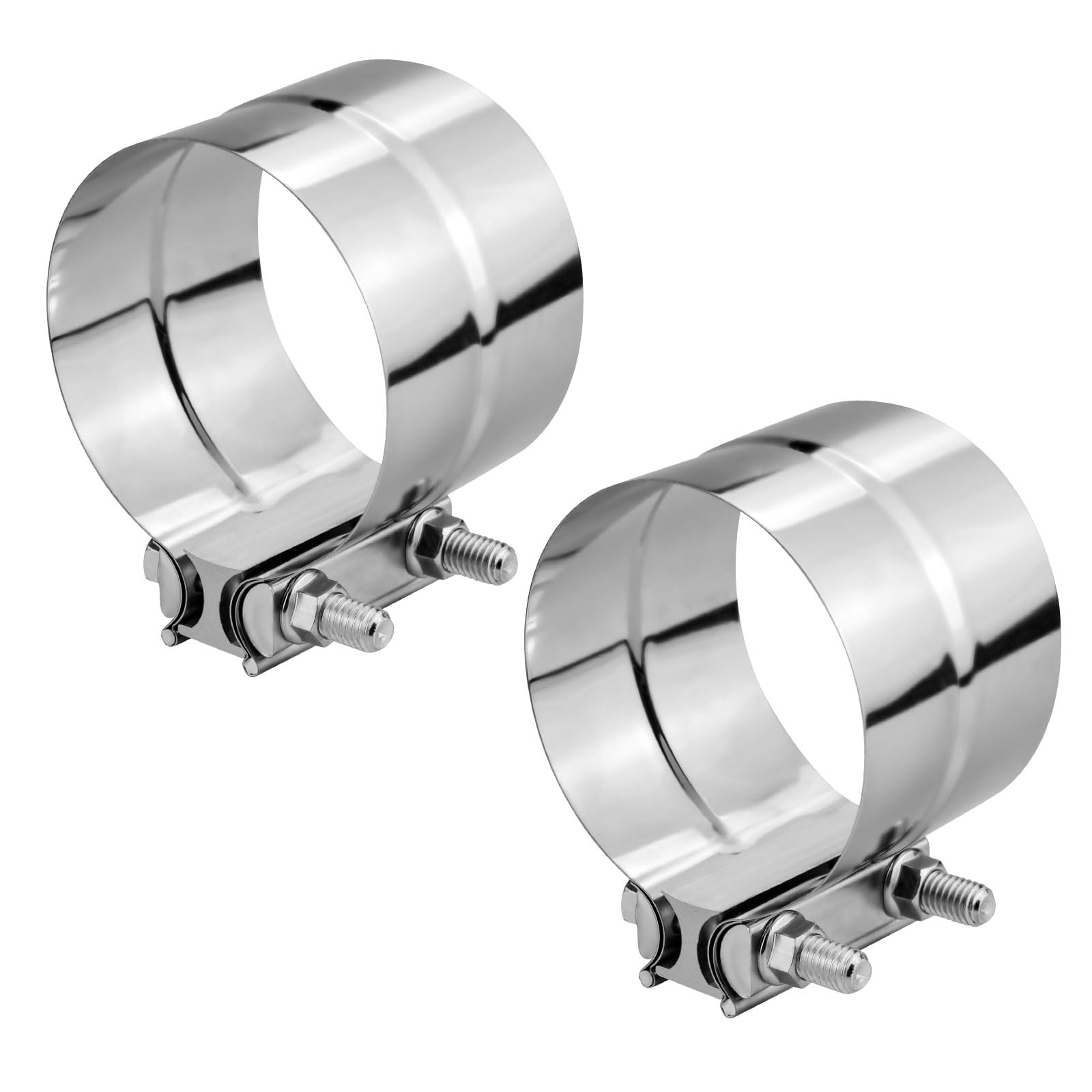 Aoibox 2 Piece 2 in 304 Stainless Steel Lap Joint Exhaust Band Clamp Set for Mufflers and Catalytic Converters #LABA3T35