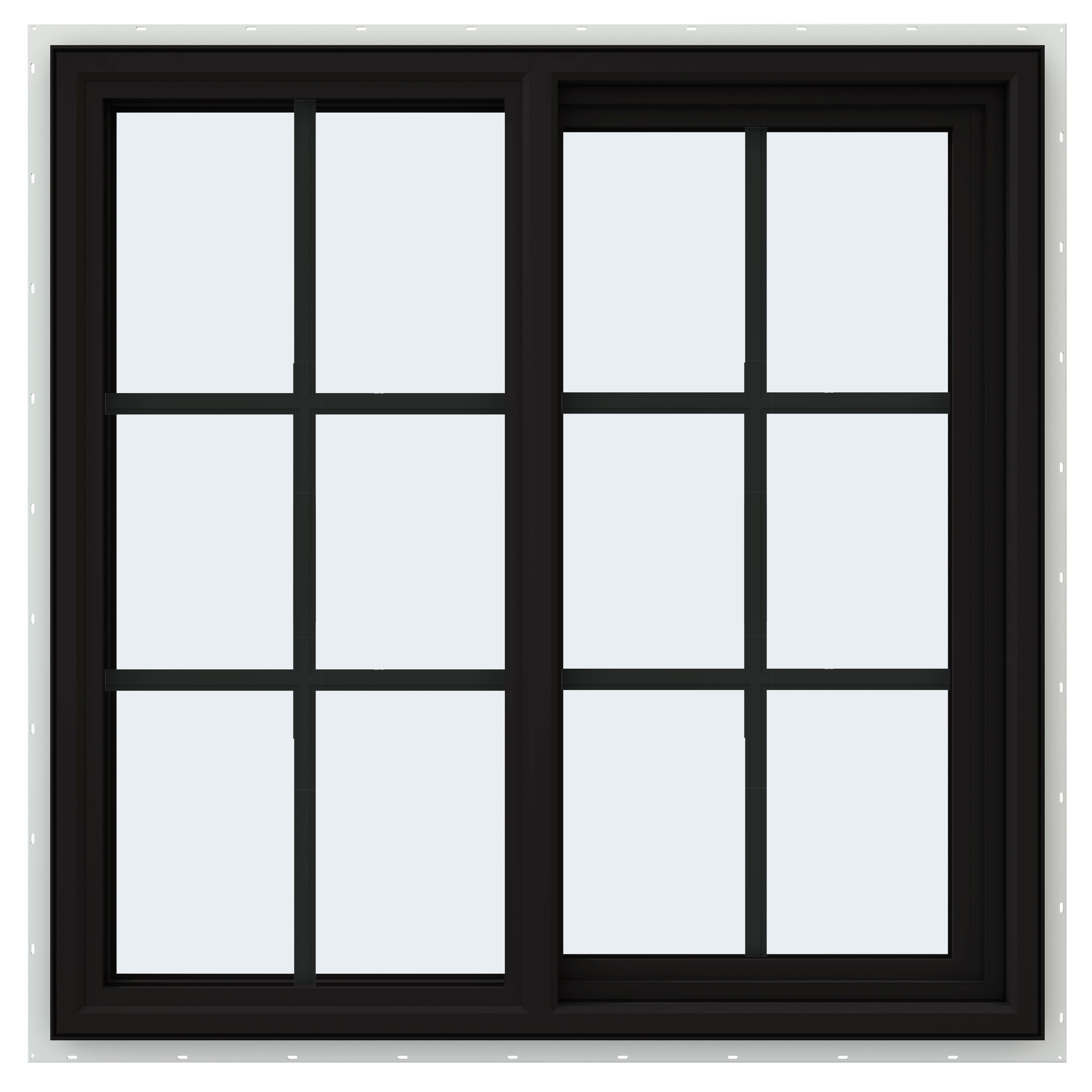 JELD-WEN LOWOLJW234900111 FiniShield V-4500 35-1/2-in x 35-1/2-in Black Exterior White Interior Right-Handed Vinyl Sliding Window Annealed Glass with Grids (Full Screen Included)