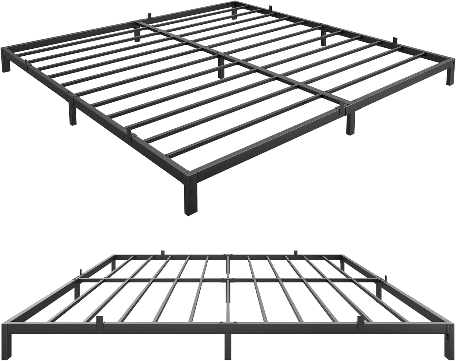 Qeetex LHF-BED-PHO-0YIOL9M3 6 Inch King Bed Frame King Size Metal Platform Bed Frame with Storage Under Bed Sturdy Structure Easy Assembly No Box Spring Needed Noise Free Black