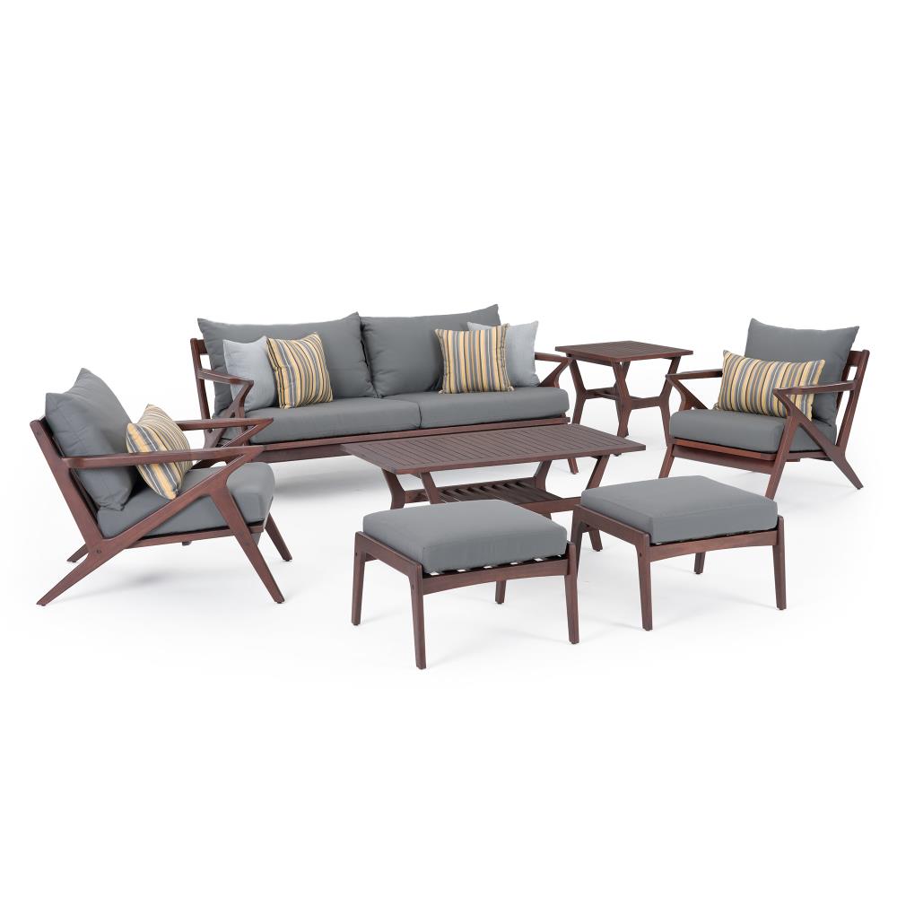 RST Brands OP-AWSS7-VGHN-CHR-K Vaughn 7 -Piece Patio Sofa Conversation Set with Gray Sunbrella Cushions