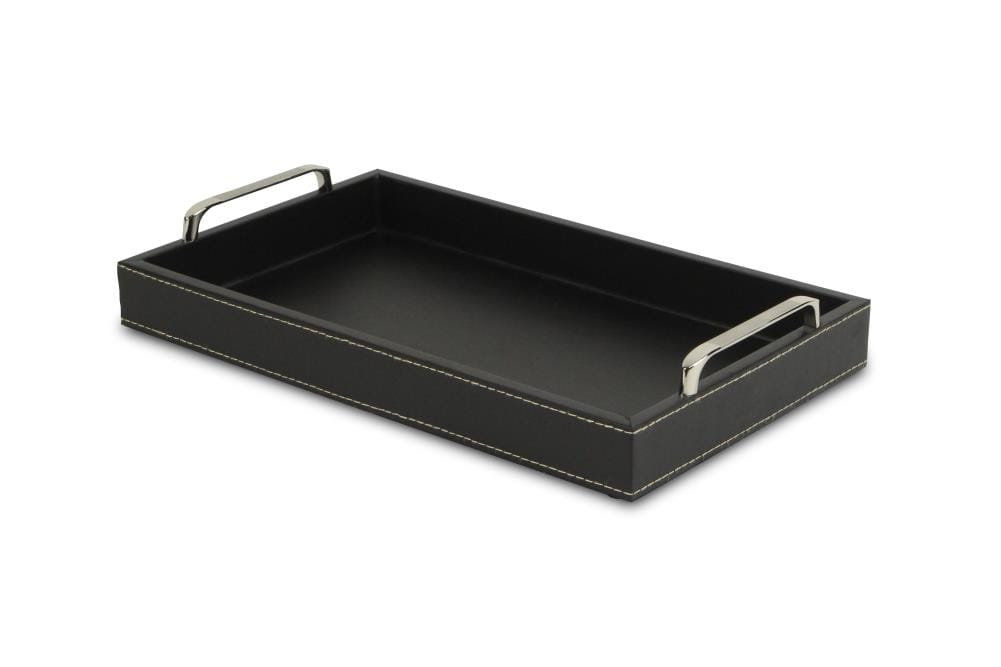 Black Rectangle Serving Tray, Black Leather Serving Tray
