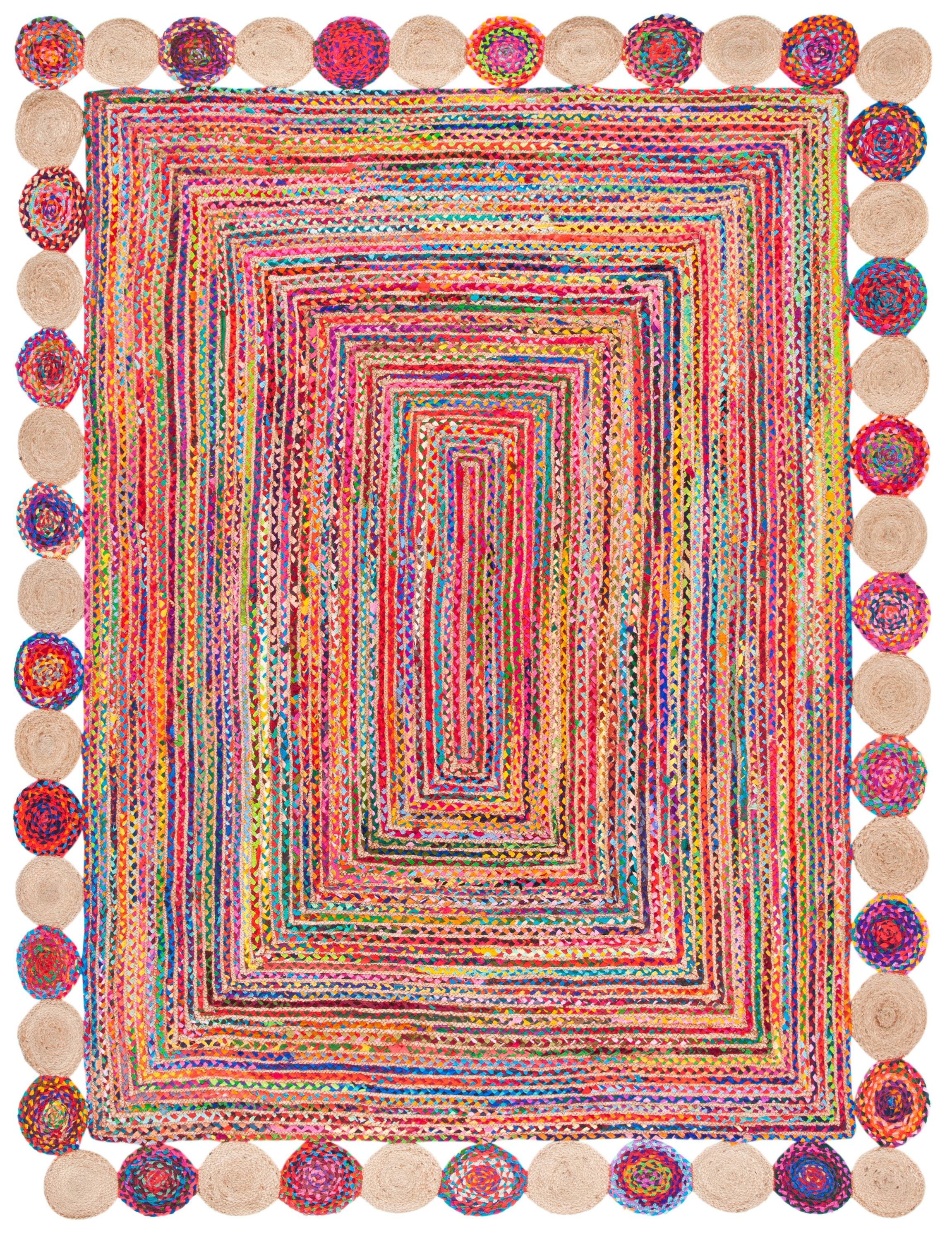Safavieh CAP201A-6 Cape Cod Nashua 6 x 9 (ft) Jute Red/Multi Rectangular Indoor Abstract Bohemian/Eclectic Area rug