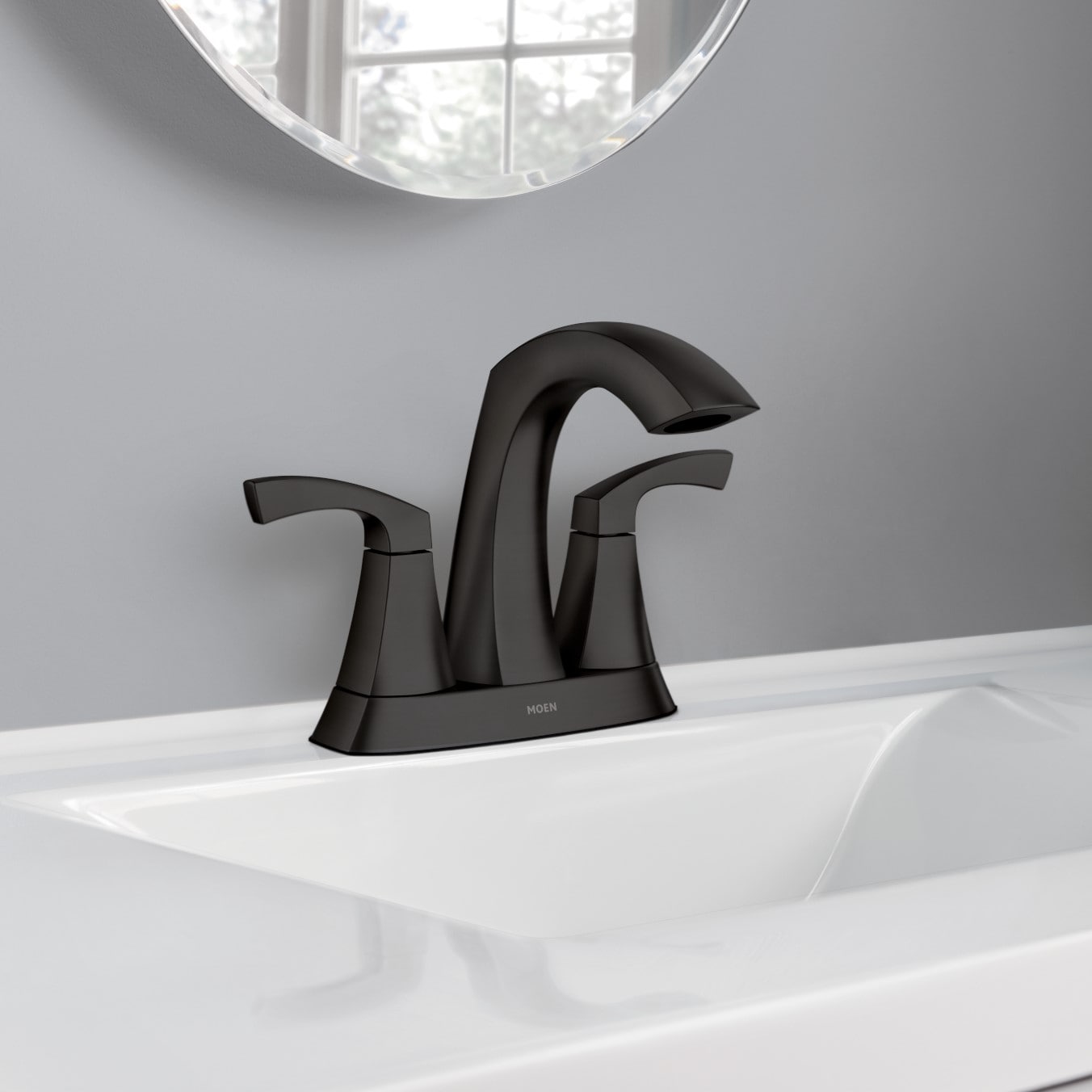 Moen Lindor Matte Black 4-in centerset 2-Handle WaterSense Bathroom ...