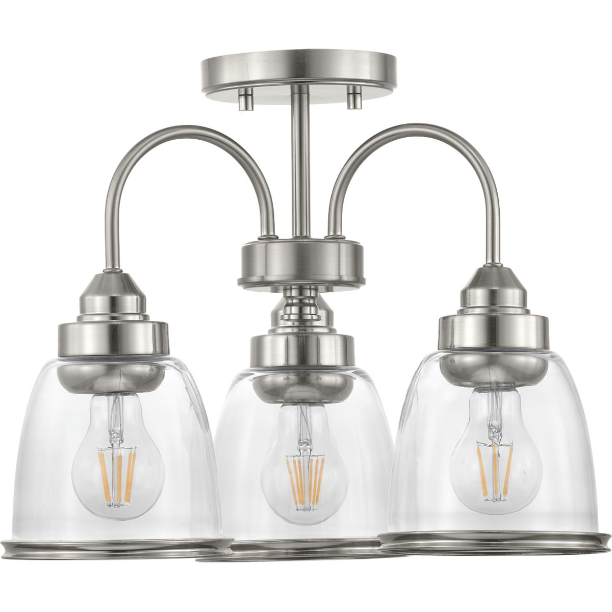 Progress Lighting P350109-009 Saluda 3-Light 18-in Brushed Nickel  Semi-Flush mount light