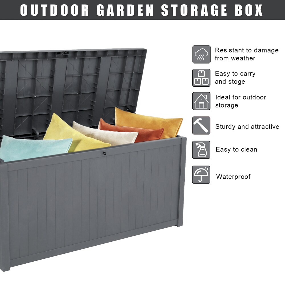 Zeep sociaal Taille Outopee Deck Box 22-in L x 49.6-in 113-Gallons Gray Plastic Deck Box in the  Deck Boxes department at Lowes.com