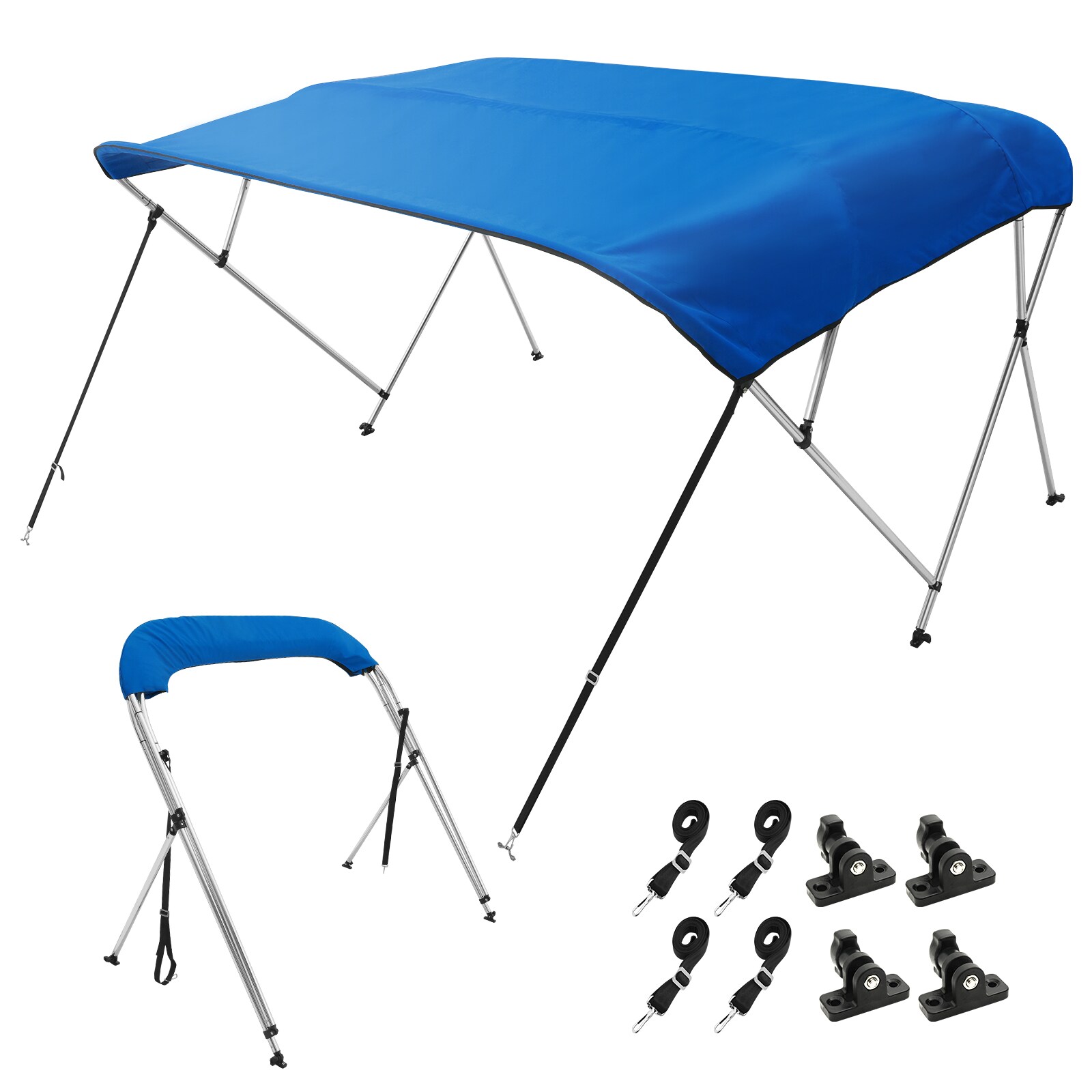 VEVOR 4 Bow Bimini Top Boat Cover, 900d Polyester Canopy with 1-second  Aluminum Alloy Frame, Waterproof and Sun Shade, Includes Storage Boot, 2  Support Poles, 4 Strap in the Boat Covers 