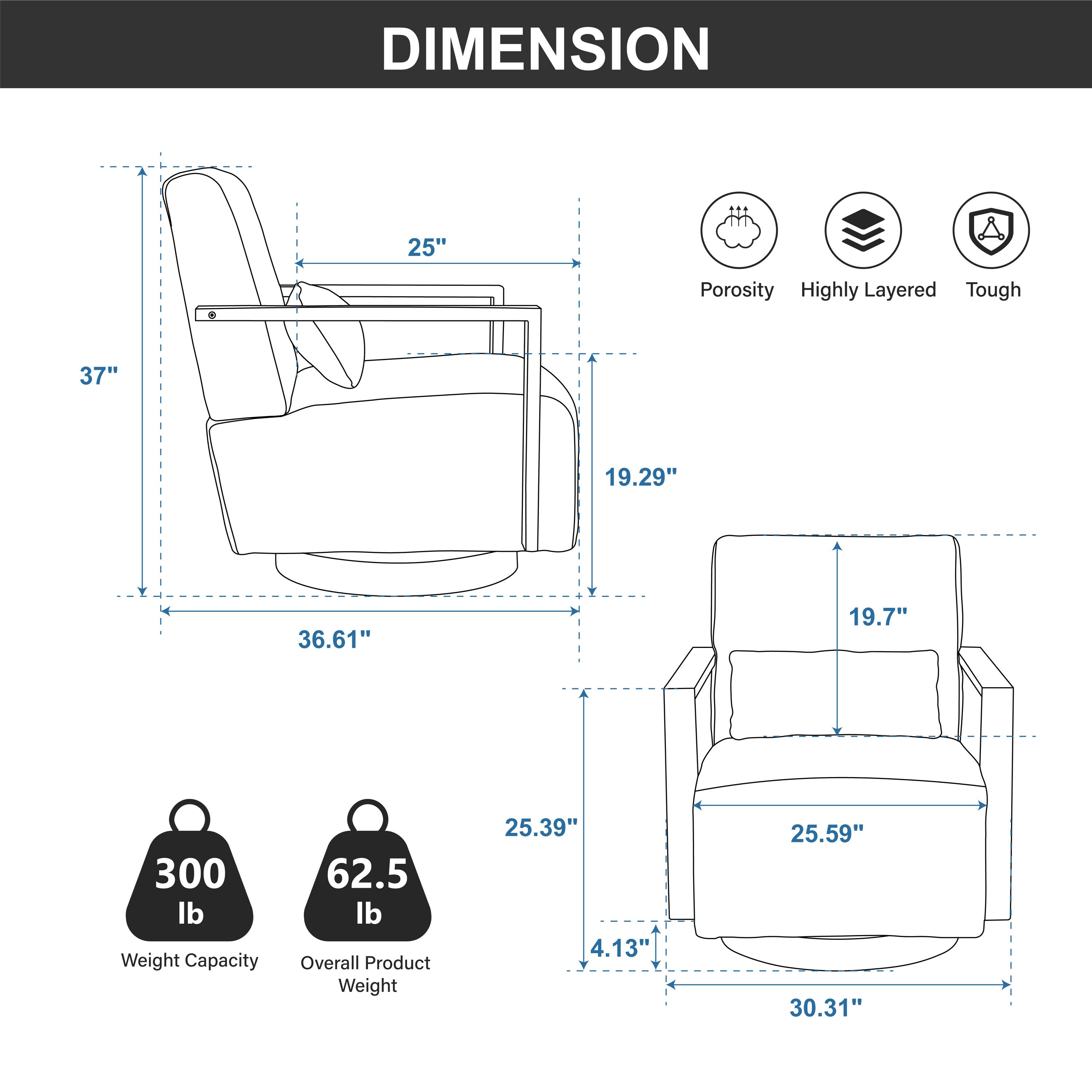 Hrinhom HC-W1113-GRAY chairs - View #13