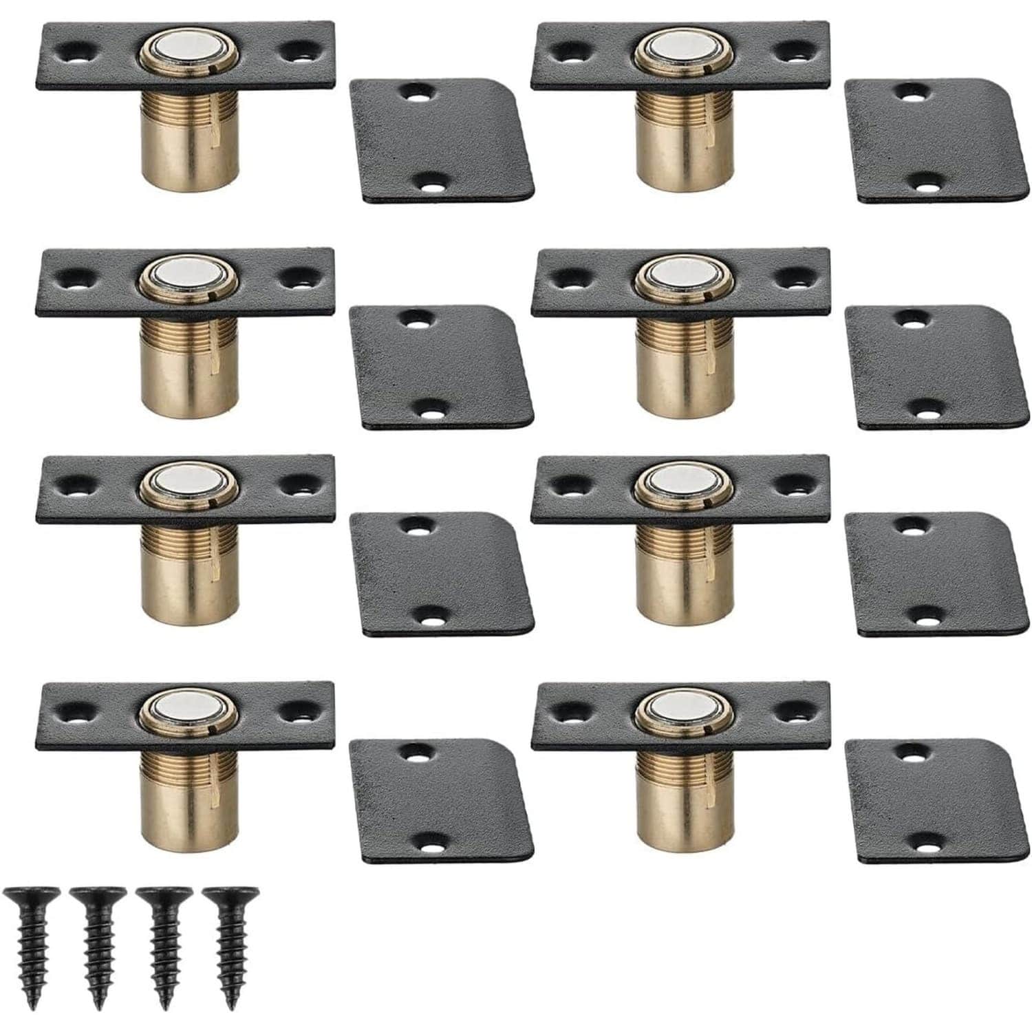 OGETFUUR 8-Pack Black Door Hardware Adjustable Magnetic Ball Catch for Cabinets Kitchen Closet Door Closing Magnetic Door Catch Closer