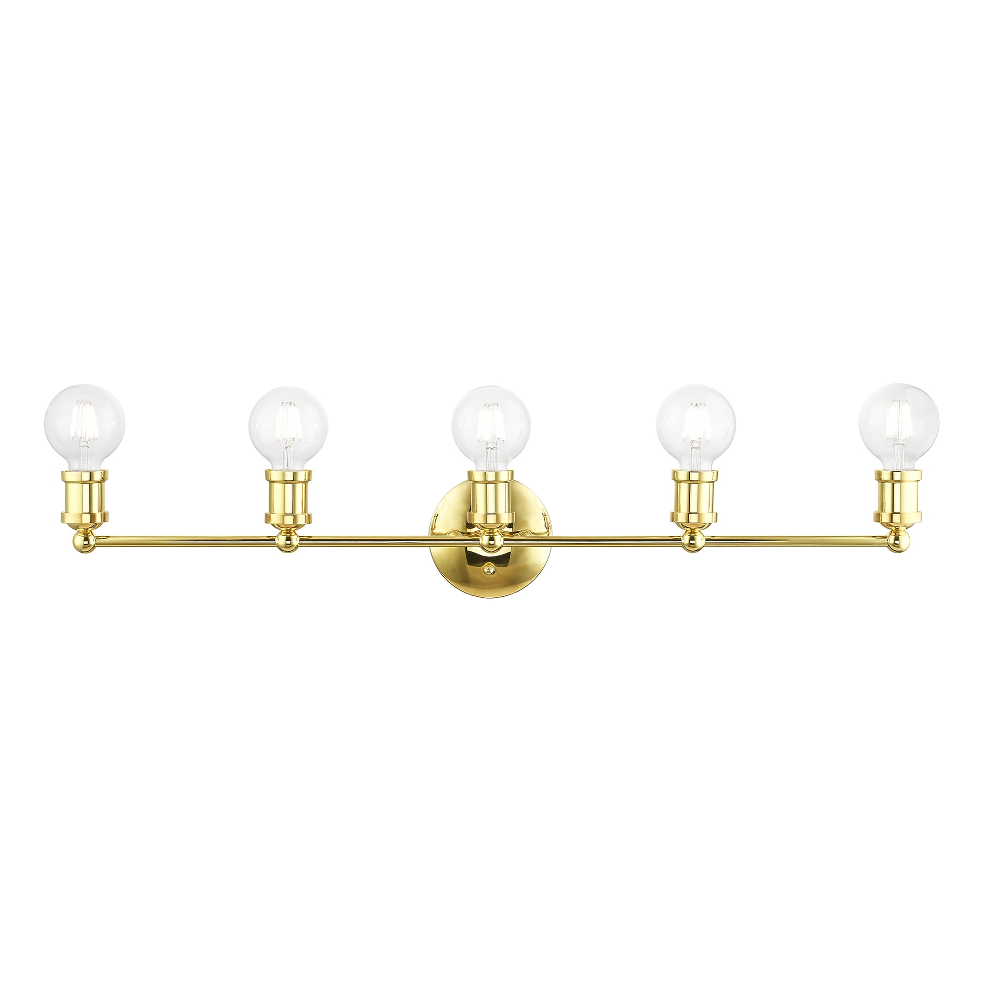 Livex Lighting 14425-02 Lansdale 33.875-in 5 -Light Polished Brass Industrial Vanity light