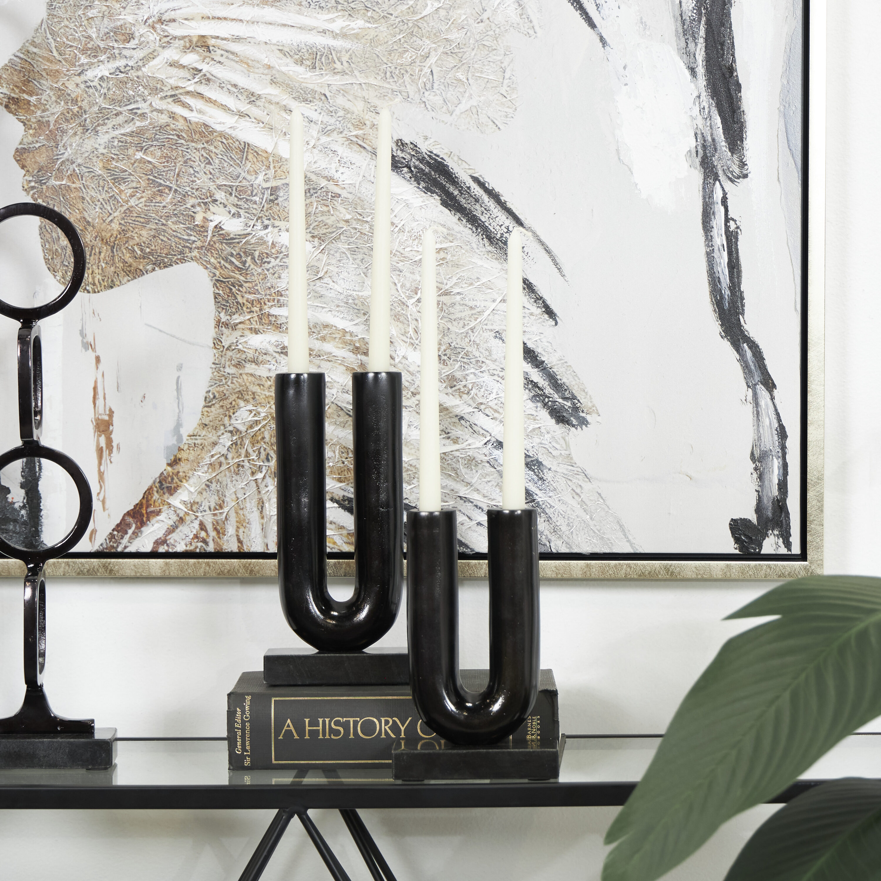 Grayson Lane 821975 4 Candle Aluminum Pillar Candle Holder