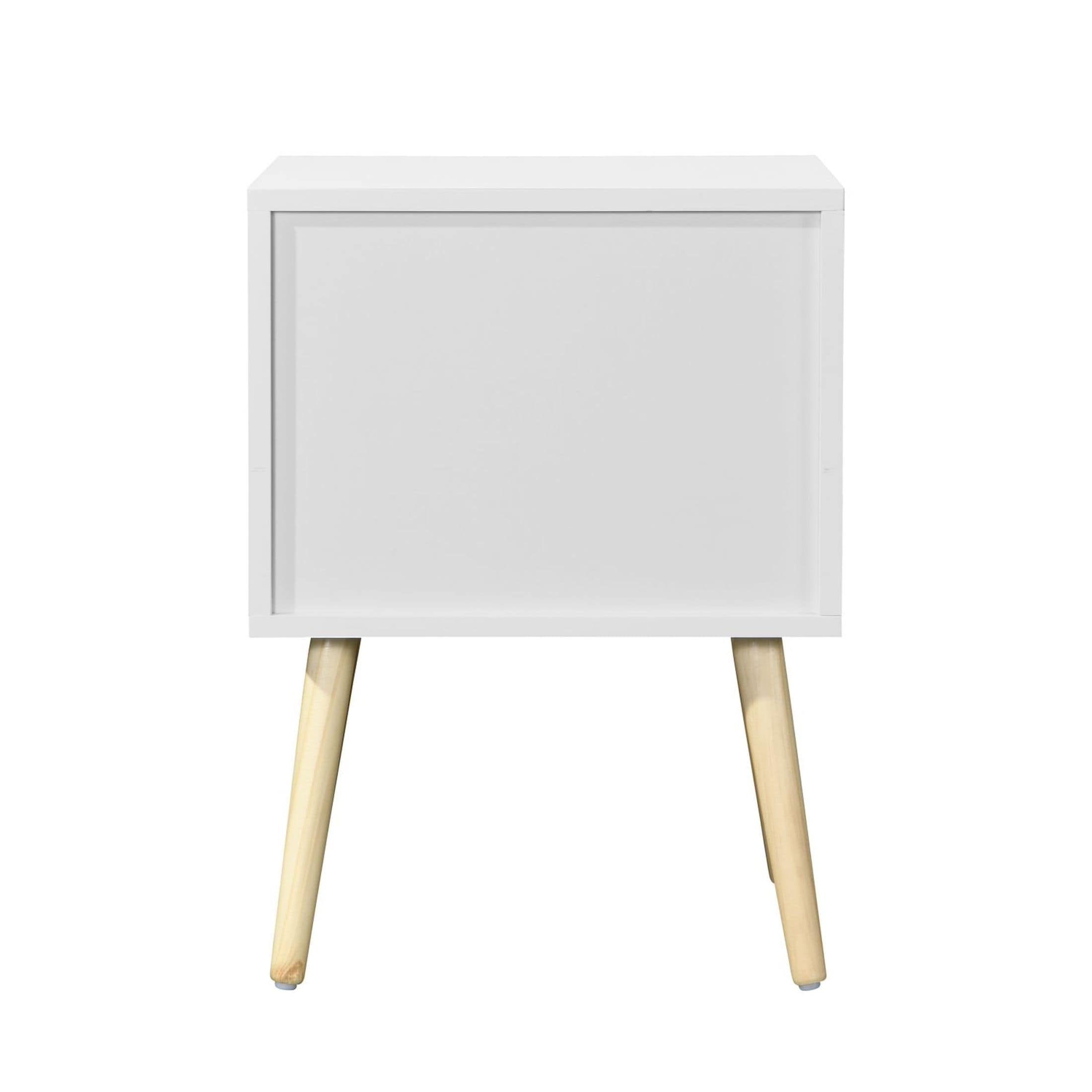 JASMODER Contemporary White Nightstand with 1 Drawer - Versatile ...