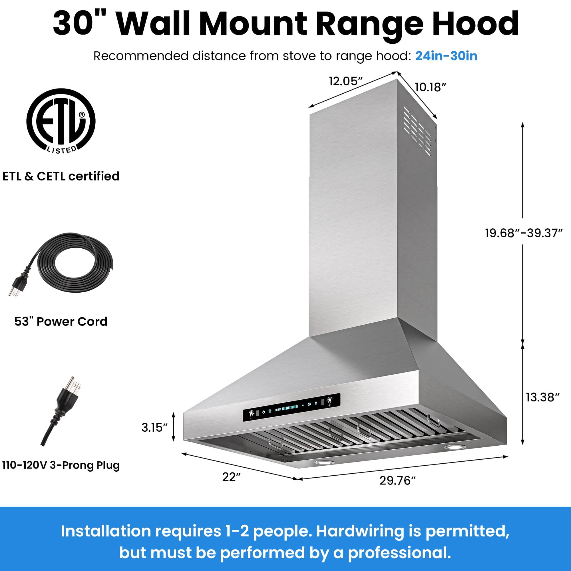 DIVAN DHP04-30-GC Wall-Mounted-Range-Hoods - View #2