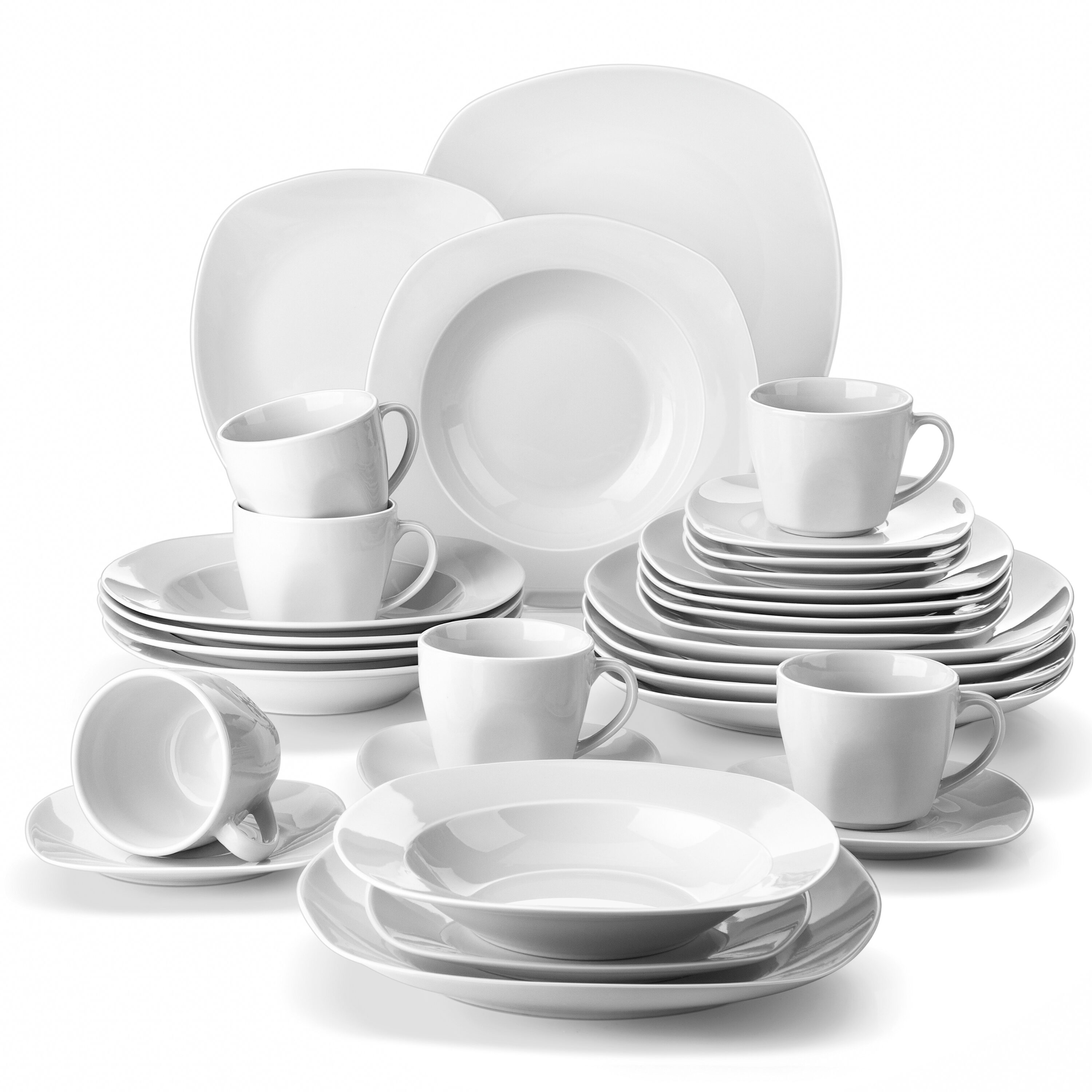 Malacasa Elvira 60-piece White Porcelain Tableware Dinner Set With