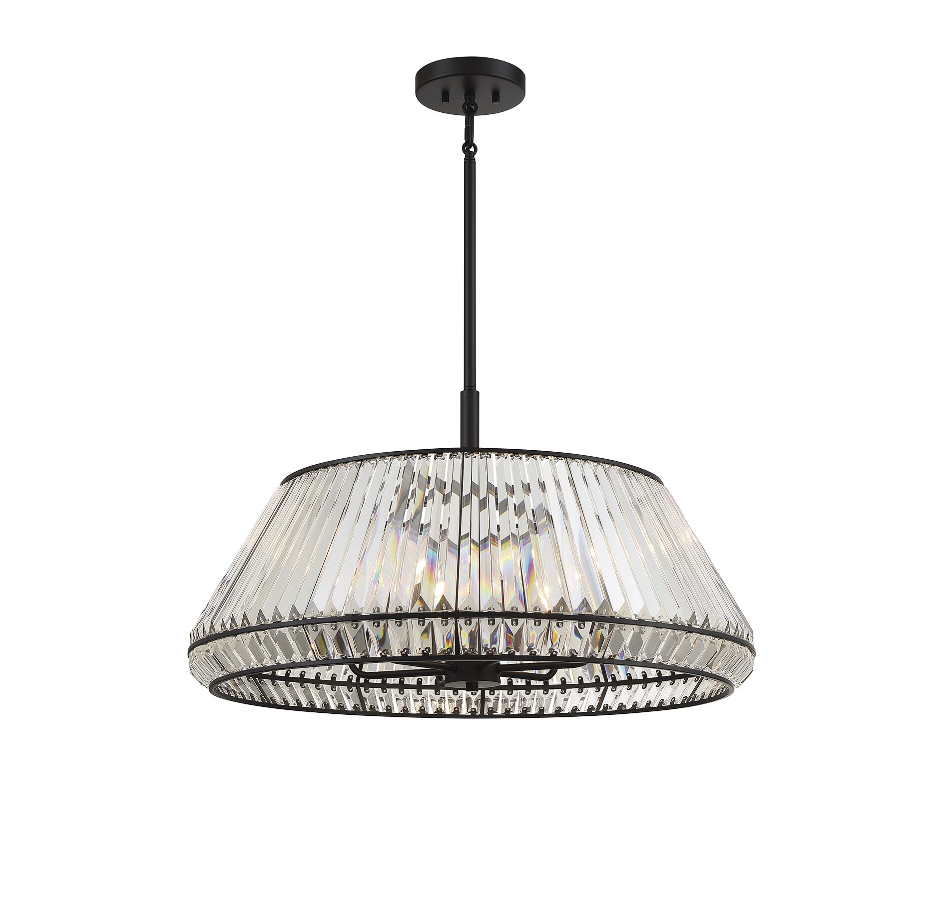 Pyramid Matte Black and Crystal 6-Light Geometric Chandelier