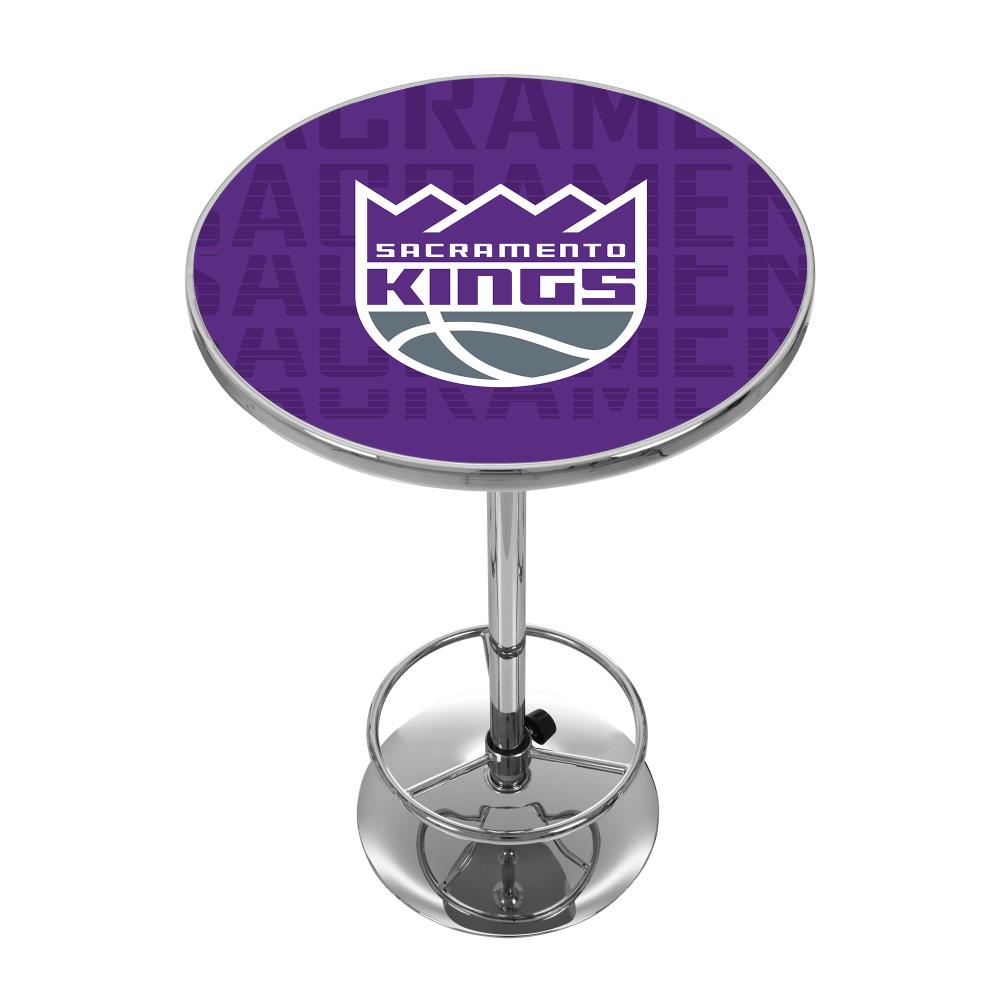 Trademark Gameroom NBA2000-SK3 Sacramento Kings Pub Tables Chrome Round Traditional Bar Table, Composite with Metal Pedestal Base 27.375-in L x 42-in H