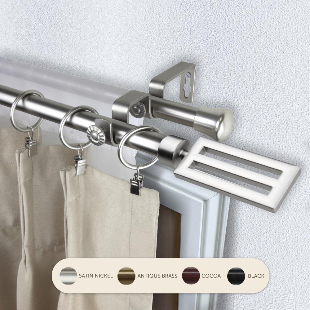 Hart & Harlow L4773-995 13/16-in Franco 120-in to 170-in Satin Nickel Steel Double curtain rod with Finials