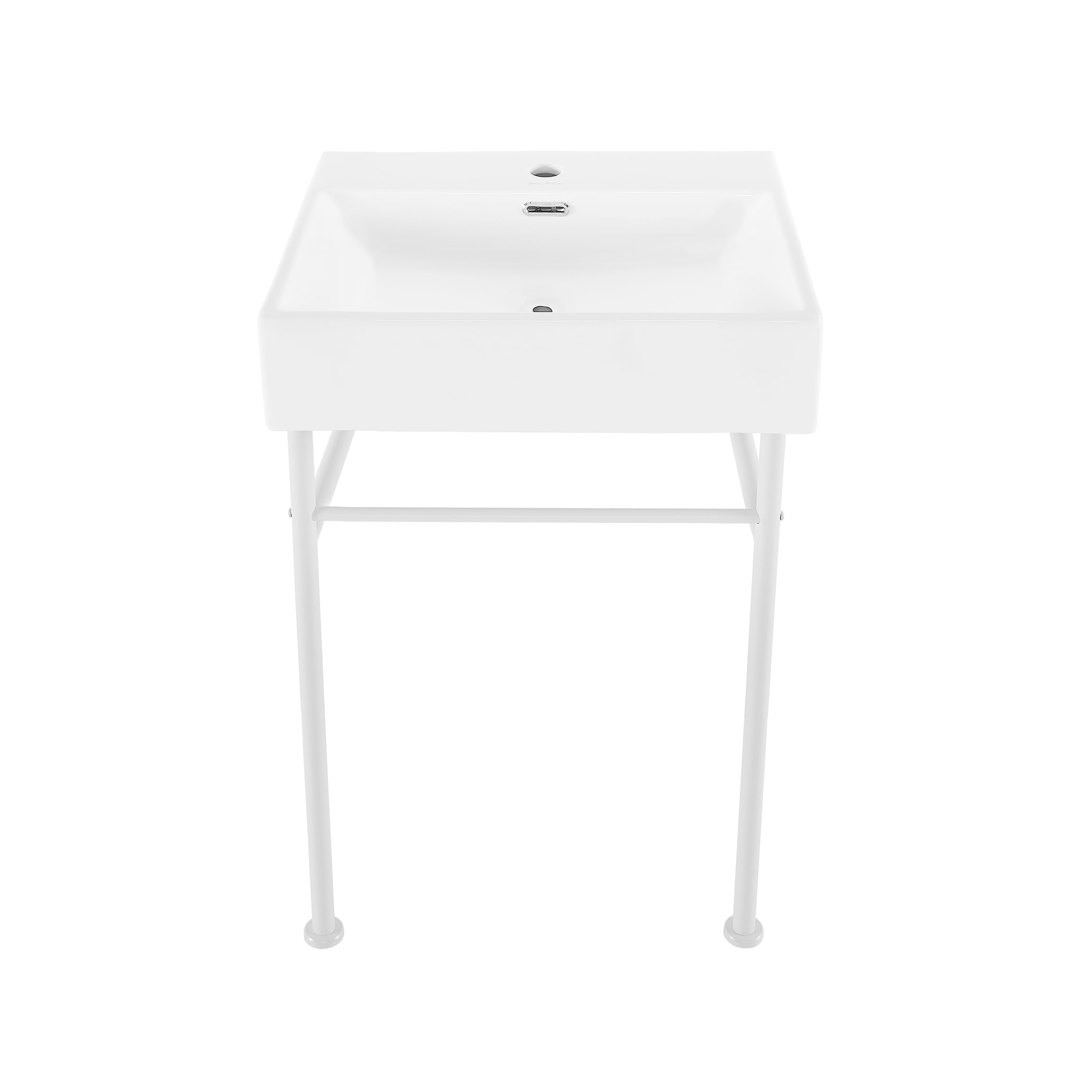 Claire 24" White Ceramic Console Sink with Matte White Legs