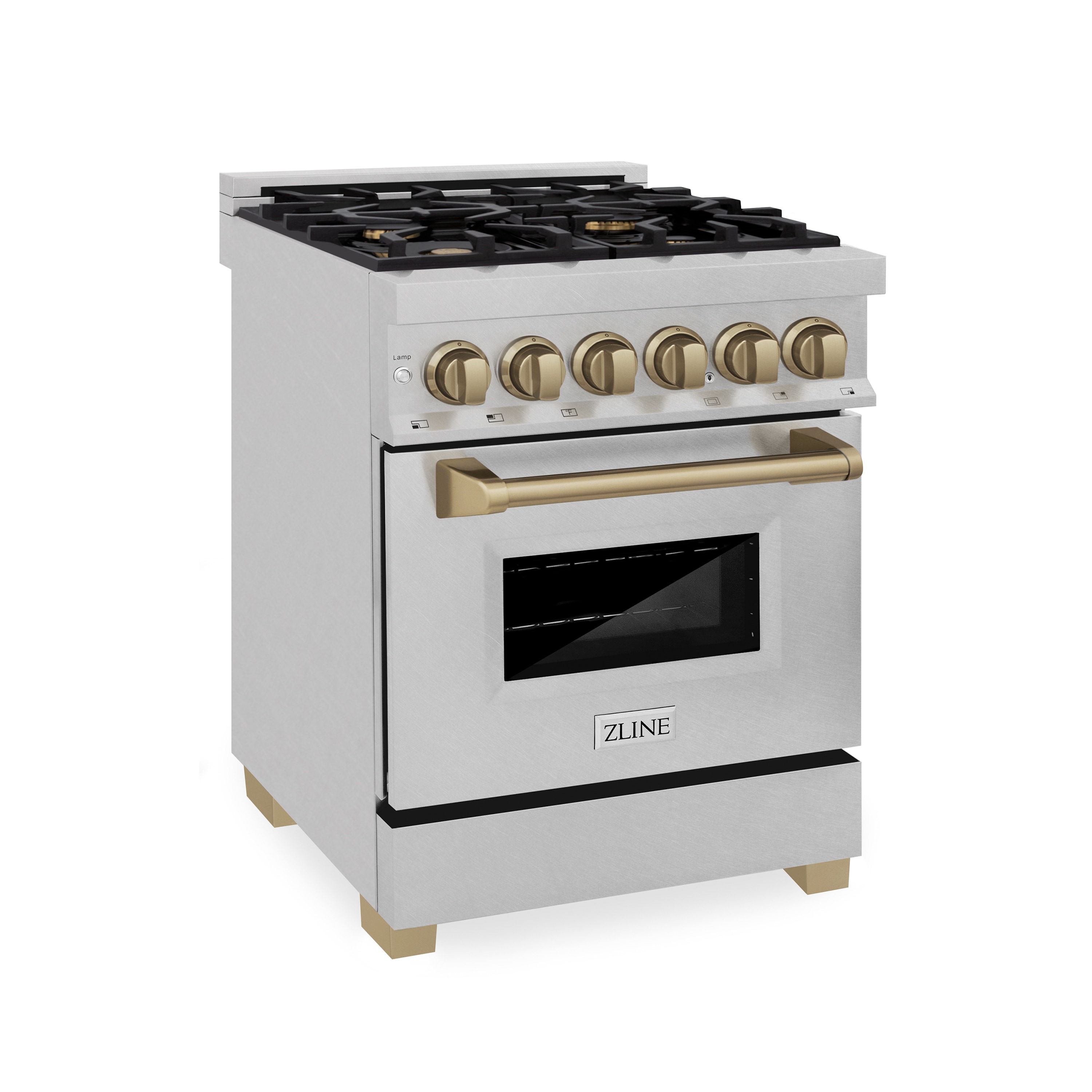 ZLINE KITCHEN & BATH RASZ-SN-24-CB Professional 24-in Deep Recessed 4 Burners Convection Oven Freestanding Dual Fuel Range (Fingerprint Resistant Stainless Steel)