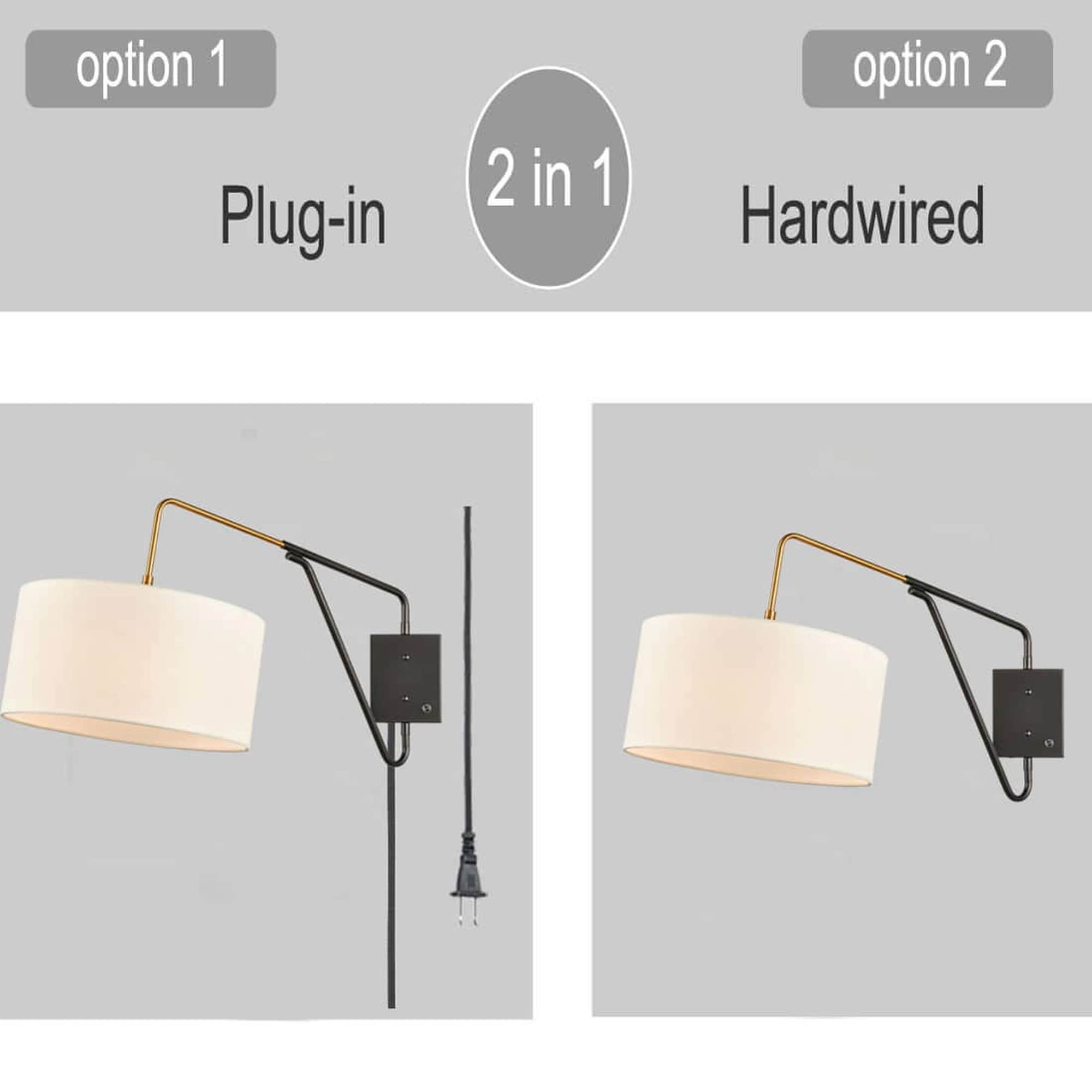 Black and Bronze Adjustable Swing Arm Wall Lamp