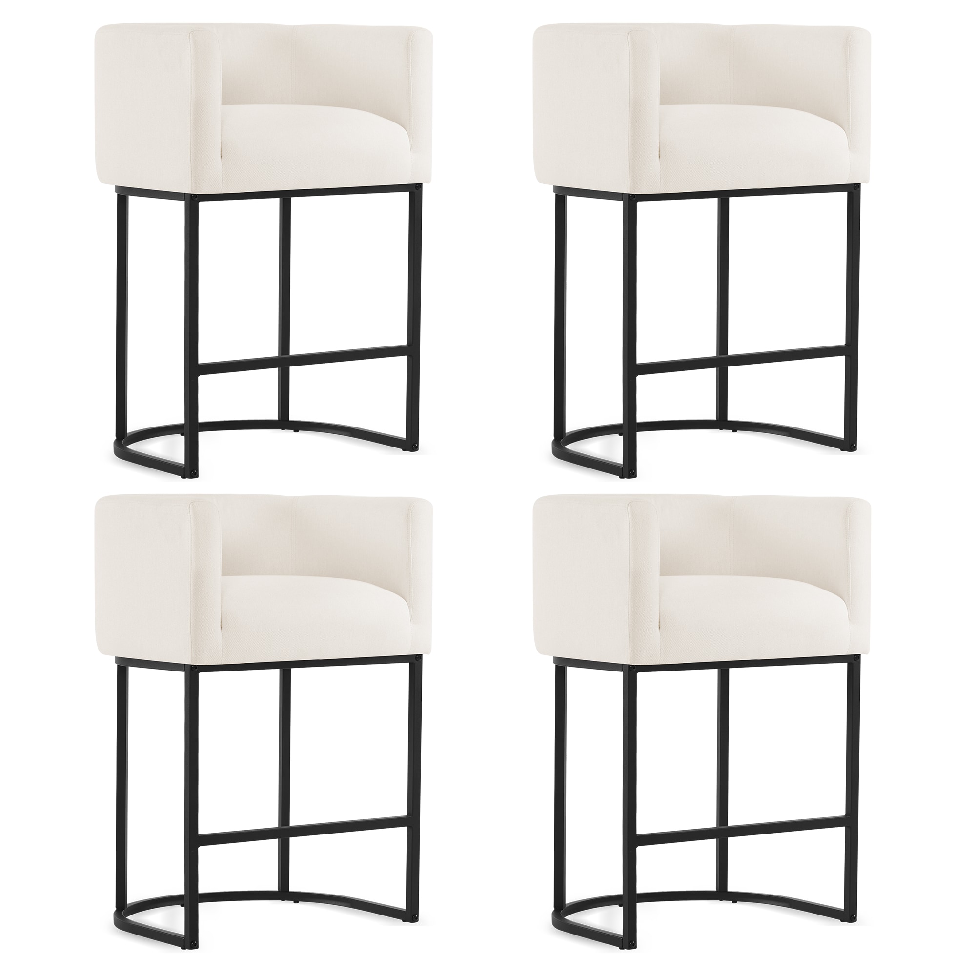 LUE BONA - Beige 27-in H Counter height Upholstered Metal Bar Stool 4 -Pack