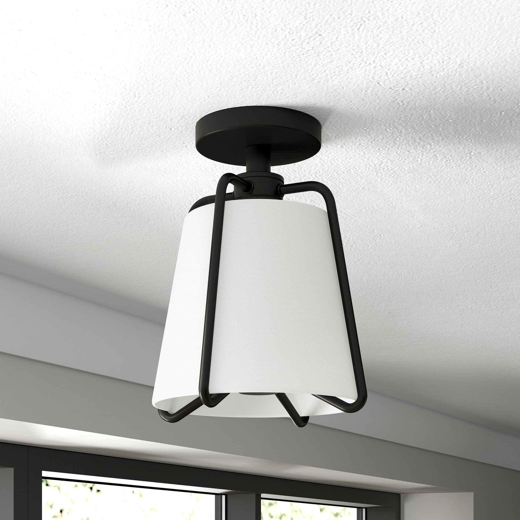 Hailey Home SF1648 Marduk 1 -Light 10-in Black Semi Flush Mount Light