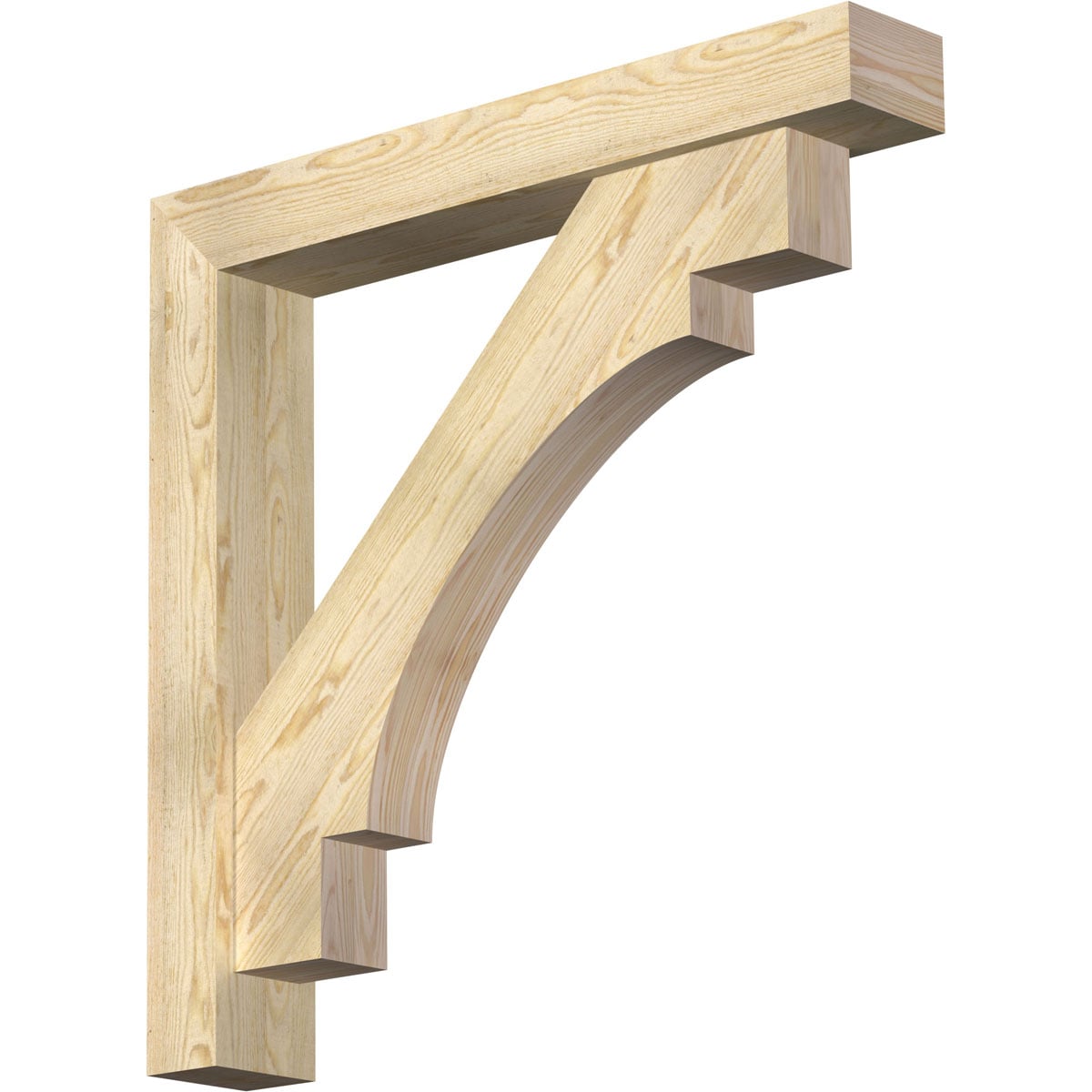 Ekena Millwork 1463261 Merced block rough sawnbracket with offset brace 6-in x 38-in x 38-in Douglas fir Brown Wood Standard bracket