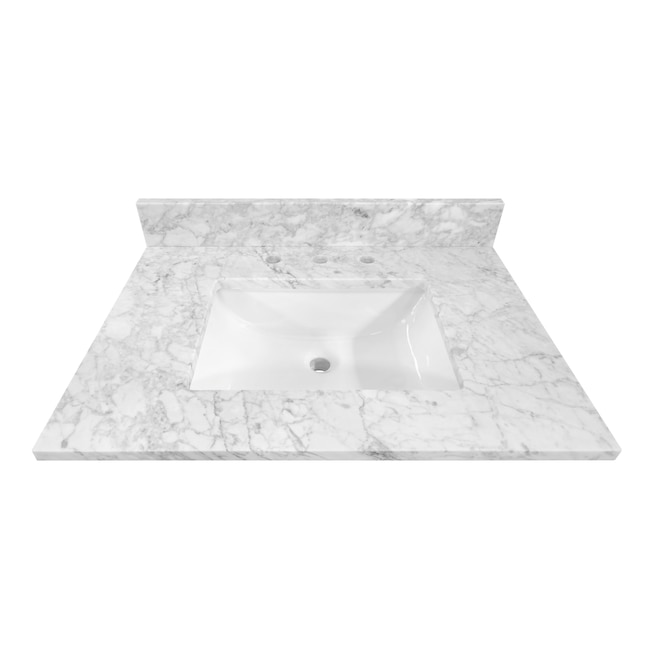 Allen Roth Natural Carrara Marble 31, 31 Inch White Marble Vanity Top