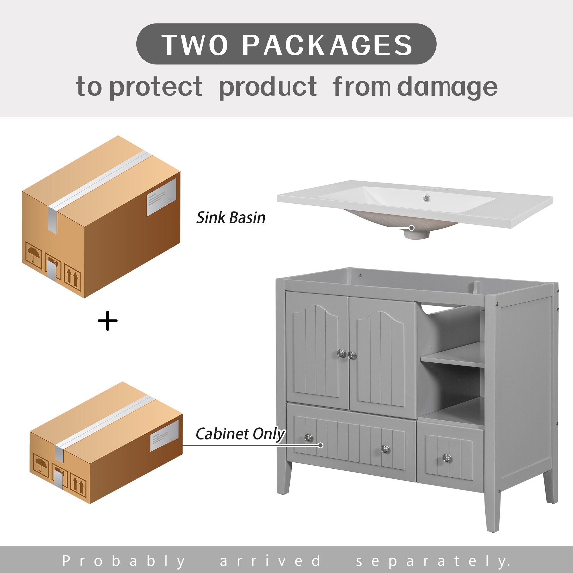 WELLFOR AY725-36GR Bath-Vanity-Combo - View #4