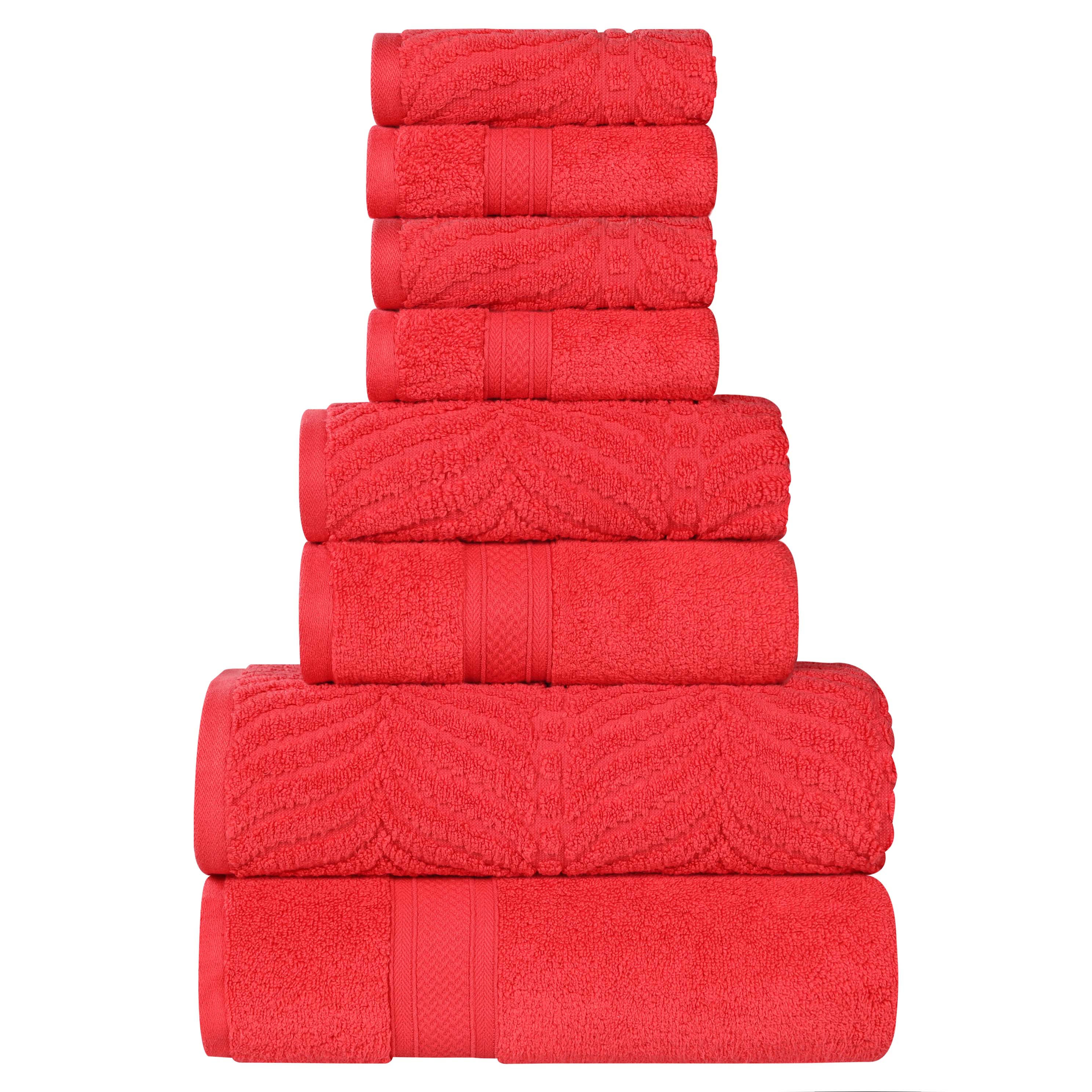 Superior 8 -Piece Red Cotton Bath towel set