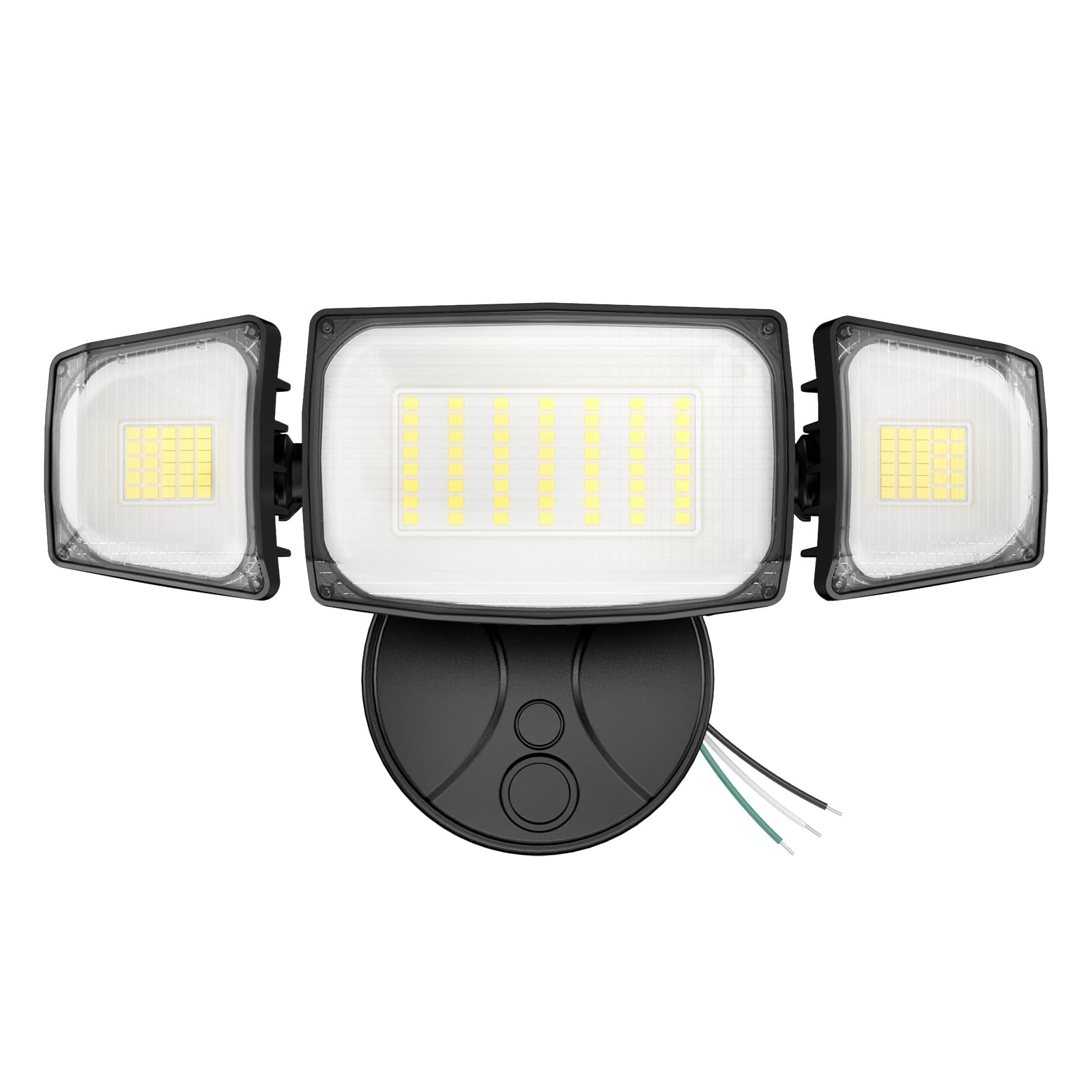 Vrbgify  80W LED Flood Light 8000 Lumens 6500K Daylight IP65 Waterproof Three Adjustable Heads Wired Security Fixture for Yard Porch Eave 1 Pack
