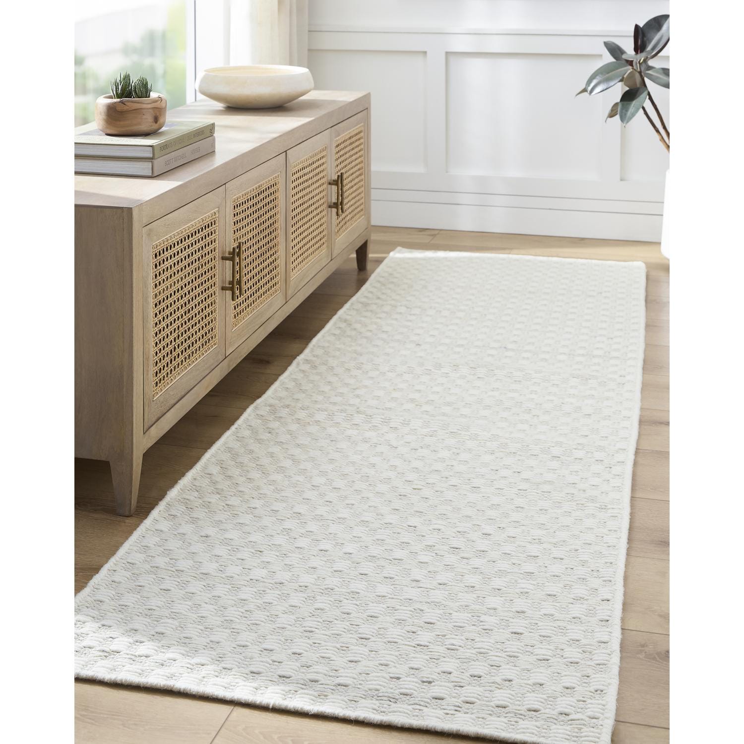 Livabliss MDI2357-268 Mardin 3 x 8 (ft) Wool Light Silver Rectangular Indoor Solid Farmhouse/Cottage Runner rug