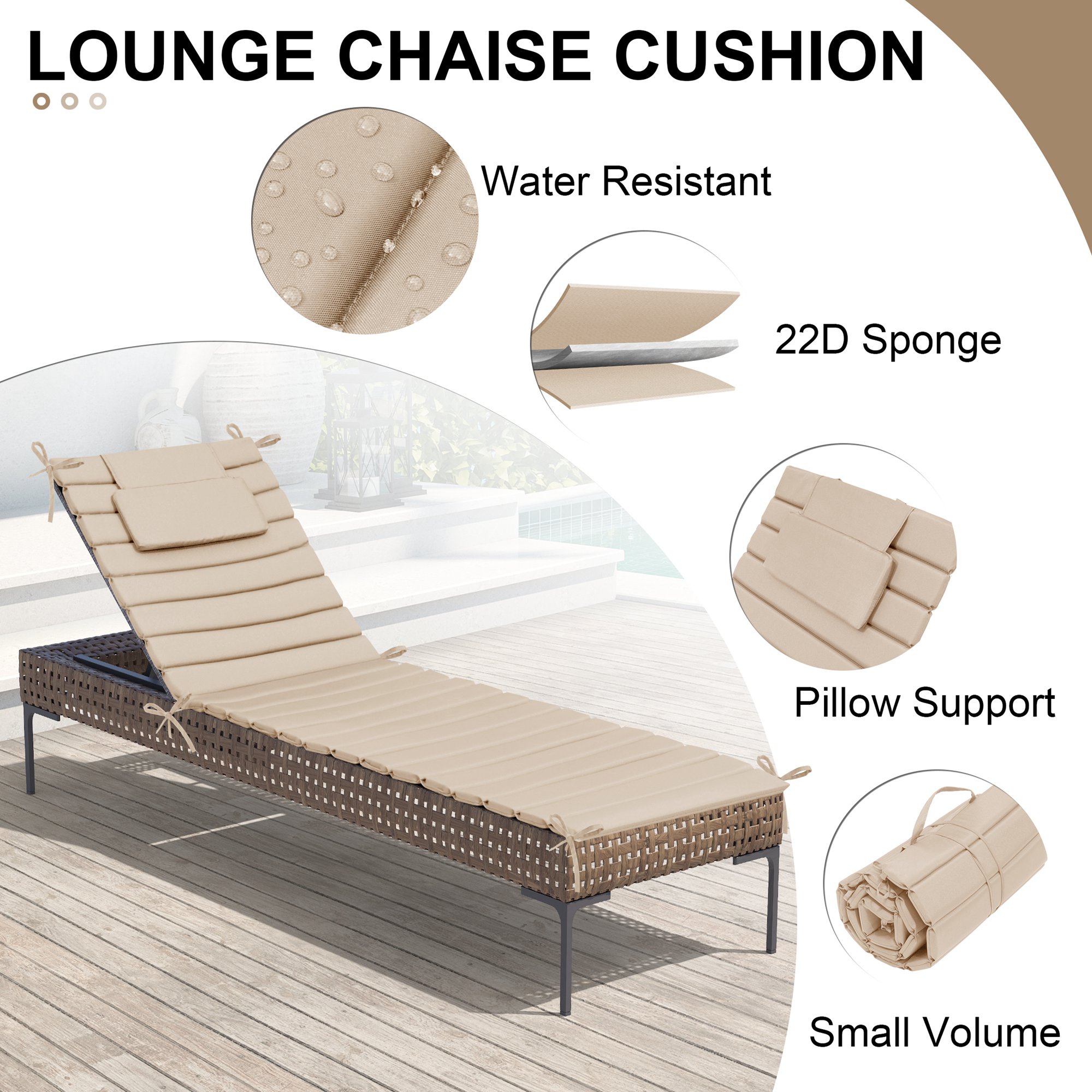 CloudFly CL-CU003BEI80-2 Patio-Furniture-Cushions - View #5